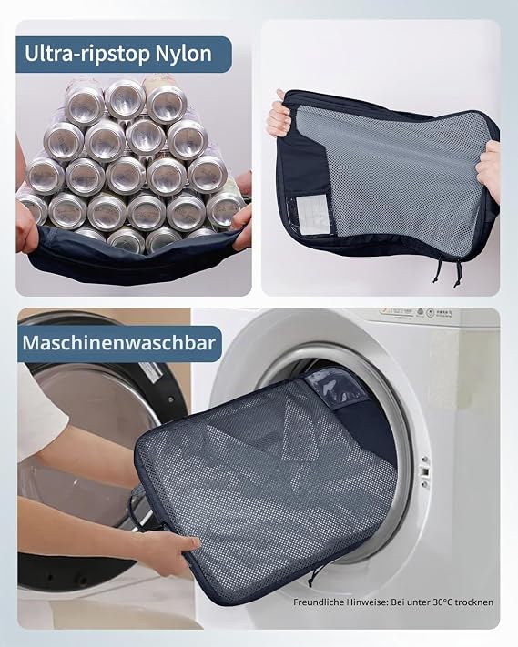 ECOHUB 4-Piece Compression Suitcase Organiser Packing Cubes with Tag Recycled Packing Cube Set for Backpack and Suitcase Mesh Reinforcement Packing Bags