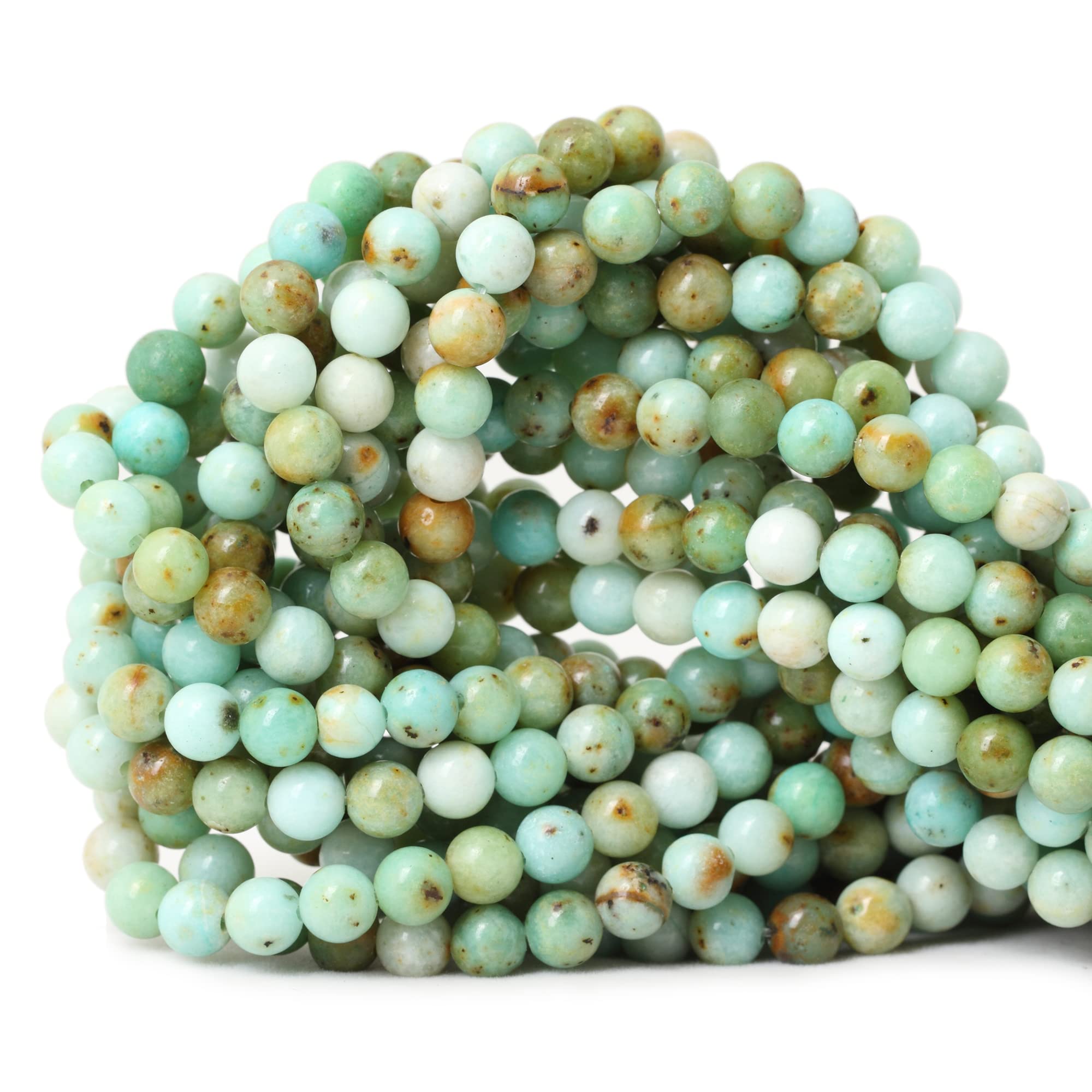 60PCS 6mm Natural Mongolian Turquoise Stone Round Loose Beads for Jewelry Making 1 Strand 15"