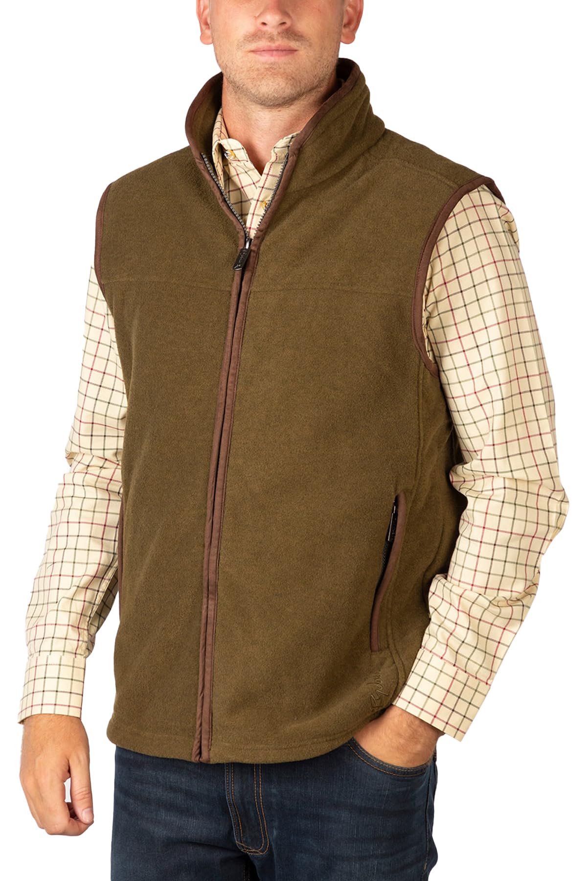 Rydale Men's Huggate Fleece Waistcoat Mens Gilet Bodywarmer Sleeveless Jacket Fleece Gilets (3XL, Military Green)