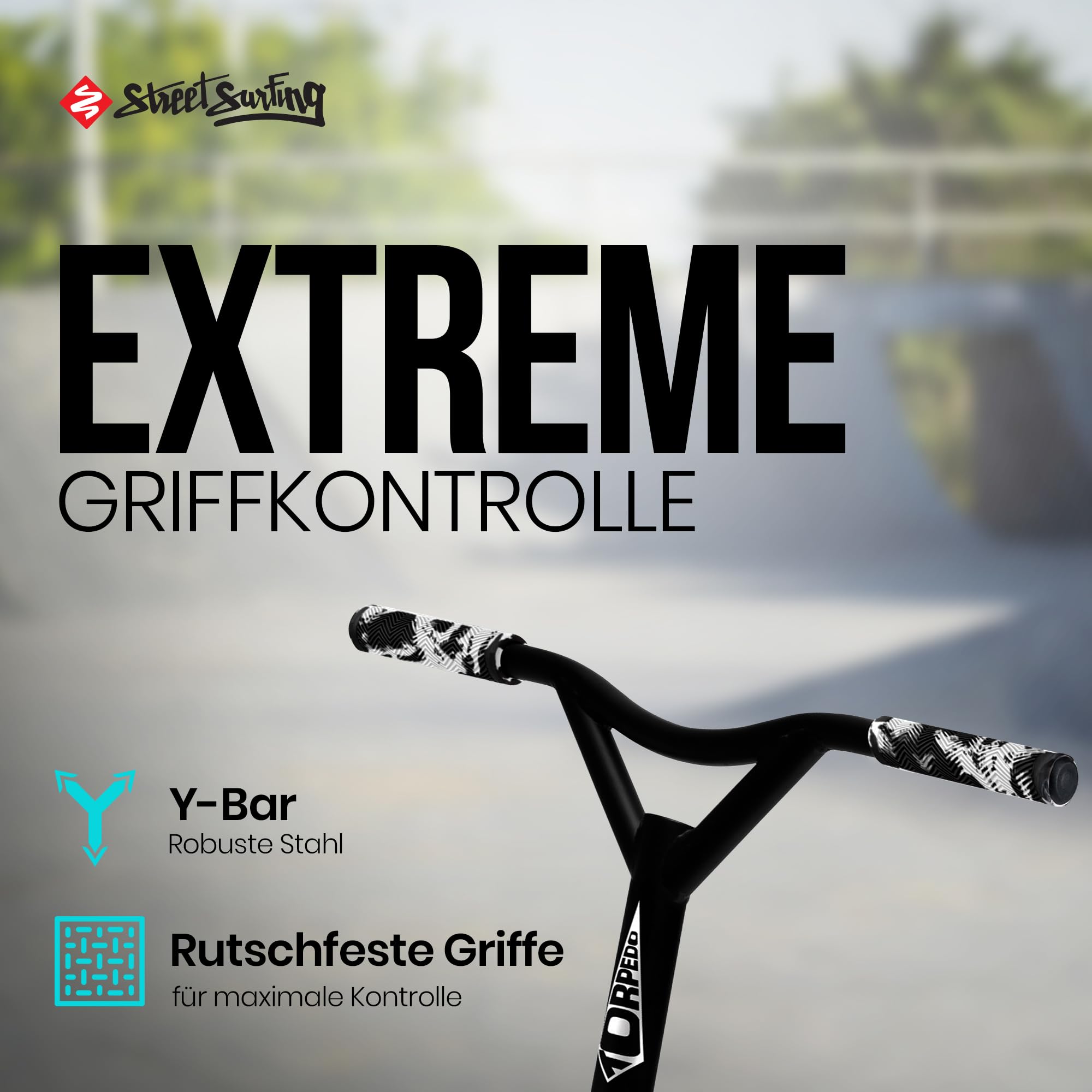 Street Surfing Hulajnoga wyczynowa torpedo – wytrzymała hulajnoga aluminiowa – ABEC 7 Ball Bearings, Freestyle & Trick Scooter z kółkami 110 mm