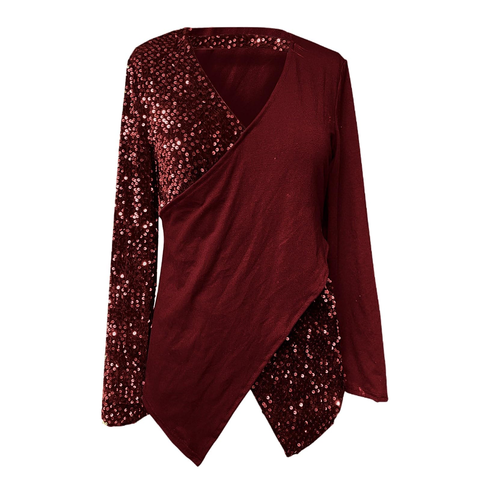 Femmes DéContracté à Manches Longues Tunique Hauts Col en V T-Shirts Croisé T-Shirt DéContracté Mince Ajusté Automne Blouse
