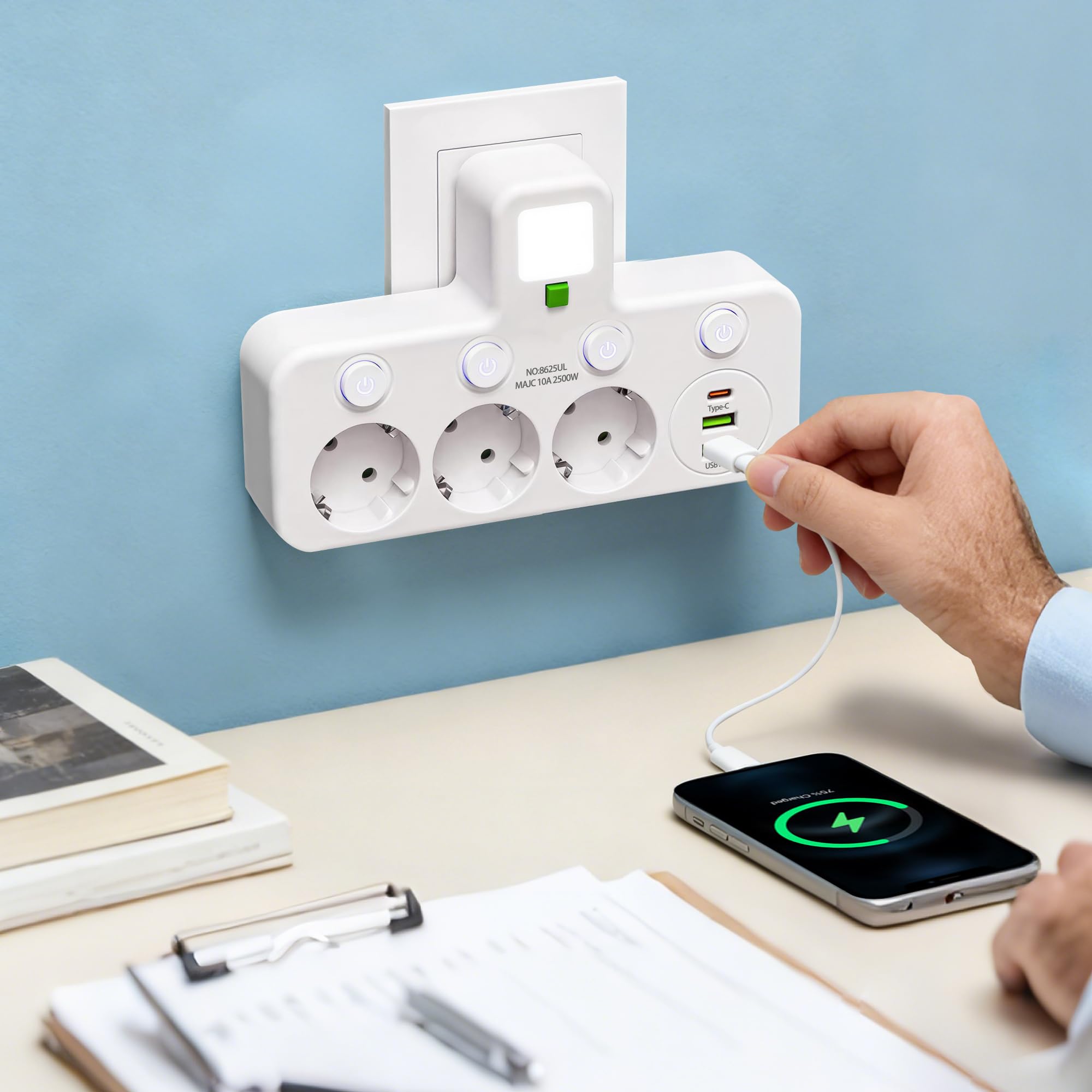 Multipresa con interruttore singolo, multipresa a muro con USB