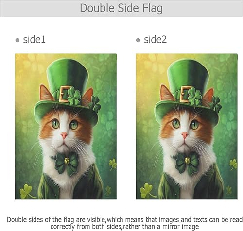 Miniatura 3 de Bandera de bienvenida para el día de San Patricio con diseño de gato trébol del día de San Patricio banderas de patio grandes verticales de doble
