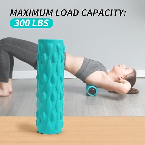 Miniatura 7 de Rodillo de espuma vibratoria de alta densidad azul con 4 velocidades personalizables para masaje de tejido profundo, recuperación muscular y alivio