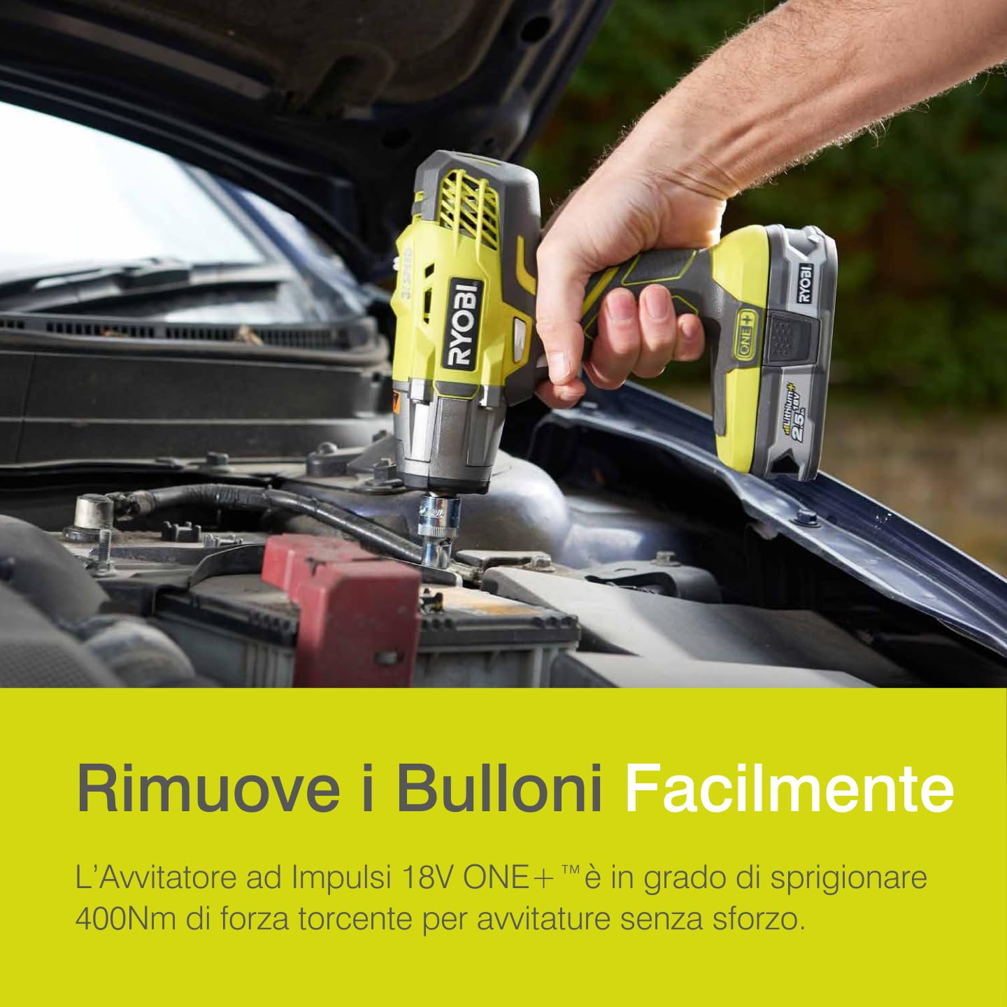 RYOBI R18IW3-0 Avvitatore ad Impulsi 1/2" a Batteria 18V ONE+, Batteria non Inclusa, 3 Velocità, 3.200 Colpi/Minuto e Velocità a Vuoto 0-2.900 Giri/Minuto