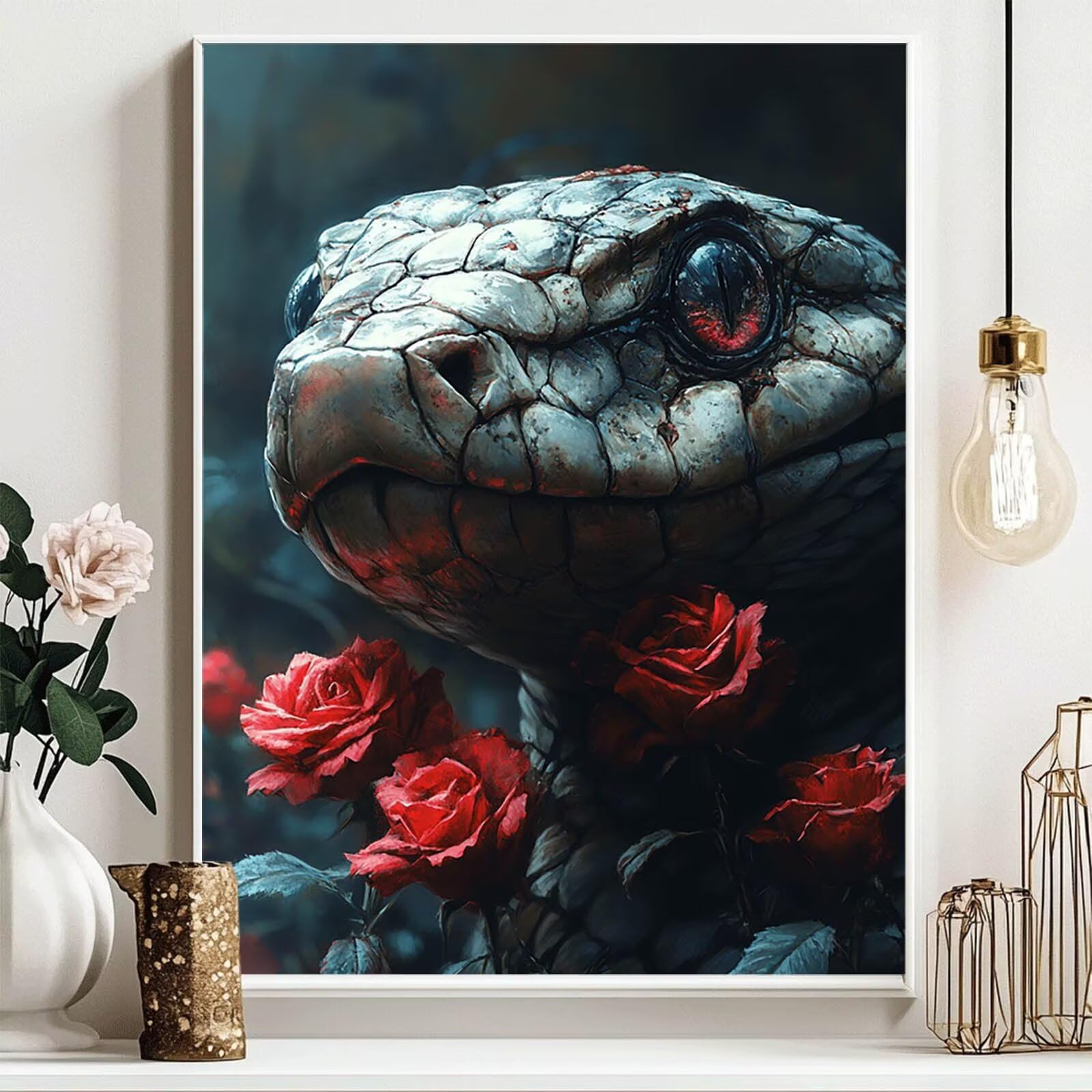 5D DIY diamentowy zestaw do malowania wąż diamentowy obraz dla dorosłych i dzieci pełny kwiat diamentowy obraz krzyż Embroidery łatwy dla początkujących, sztuka kryształowa dekoracja ścienna, prezent