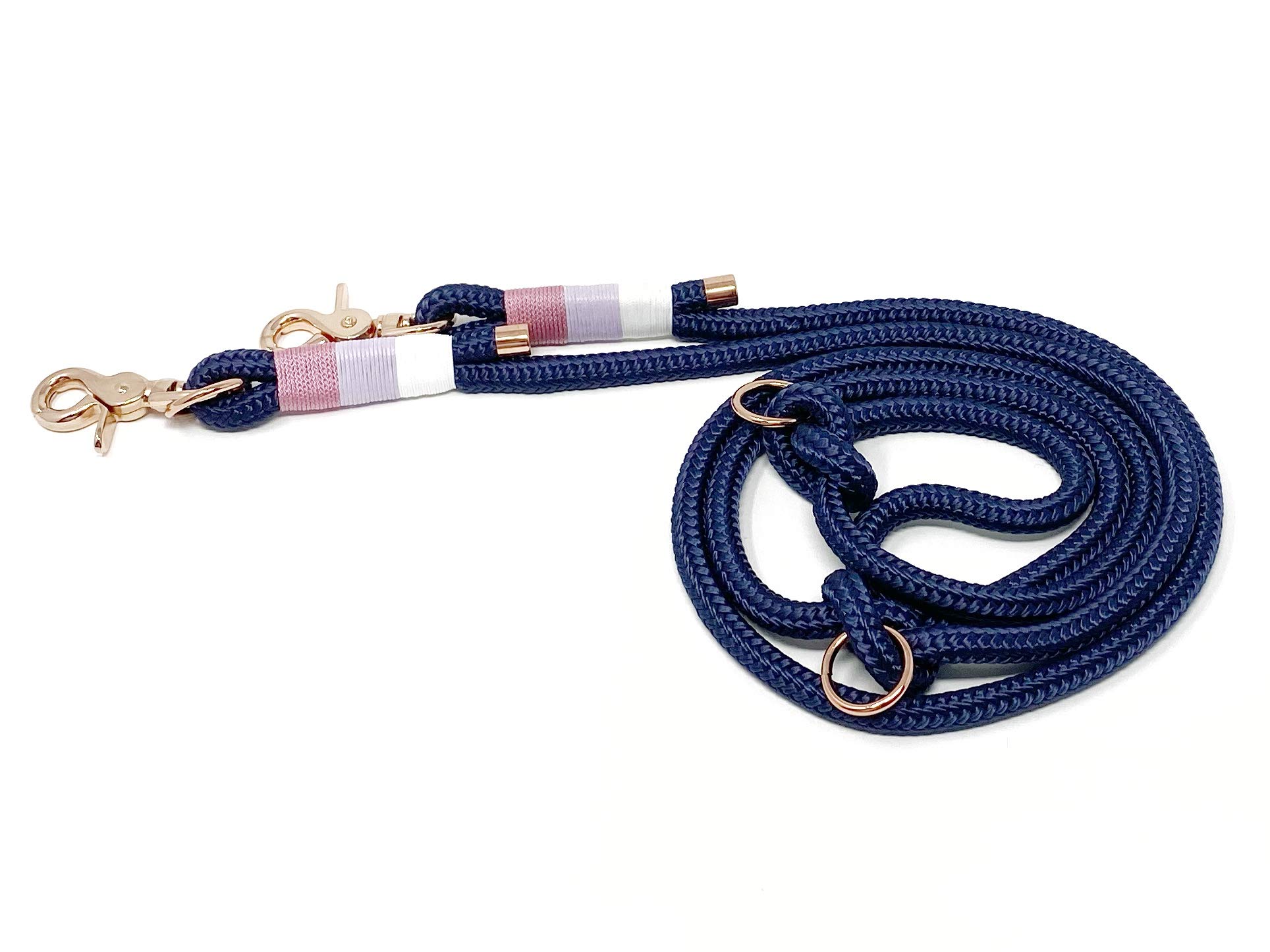 Laisse pour chien en corde de voile - Longueur : 200 cm - 100 % fabriquée à la main - Longueur réglable sur trois niveaux grâce à des nœuds de randonnée en corde de voile robuste (S (200
