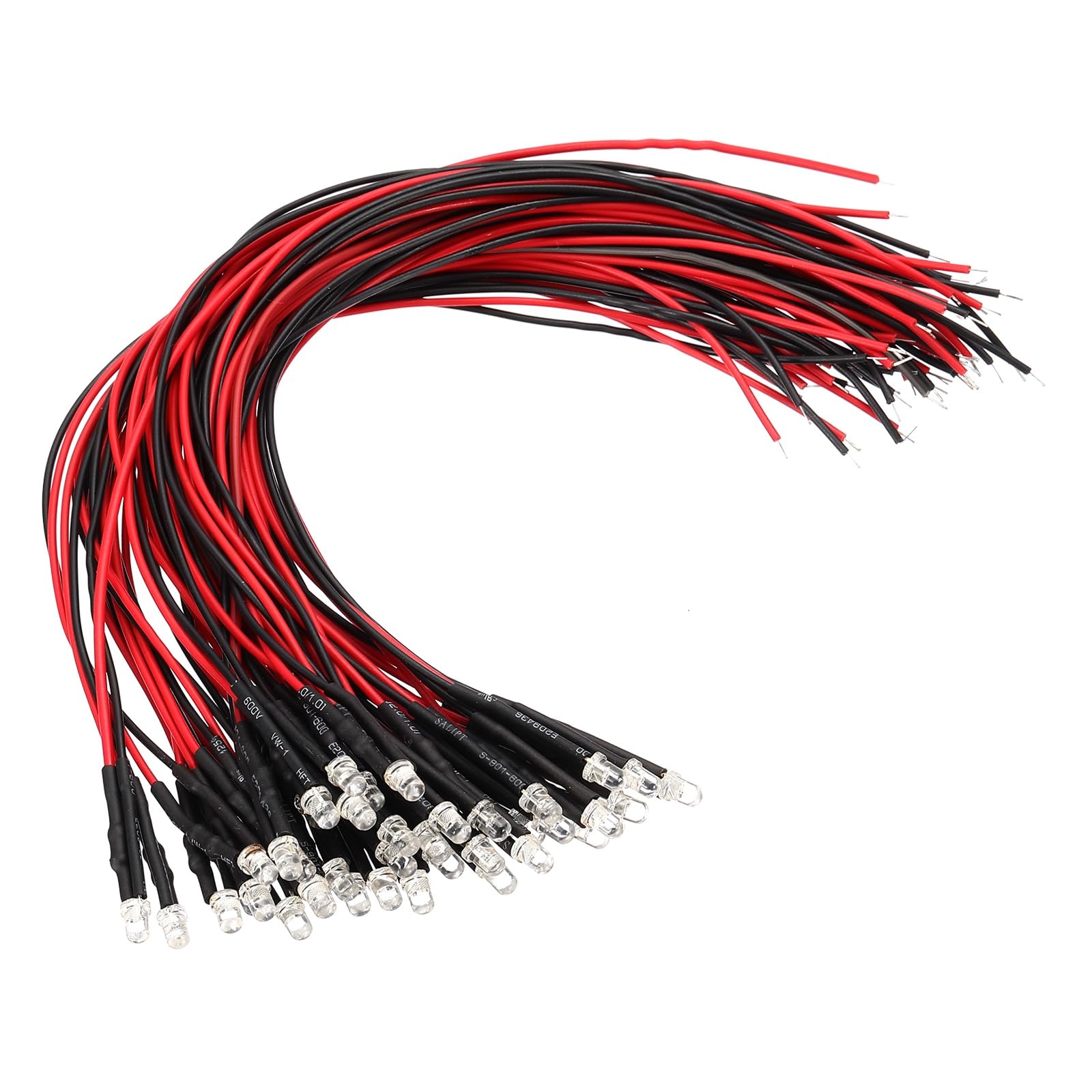 VIAPUICE 40 Pcs 5mm Pre-Wired Small Emitting LED Lights Width 3V Light,Multicolor High Brightness LED Diode Light for DIY Electronics Experiments, Indicator Lights, PCB Circuits
