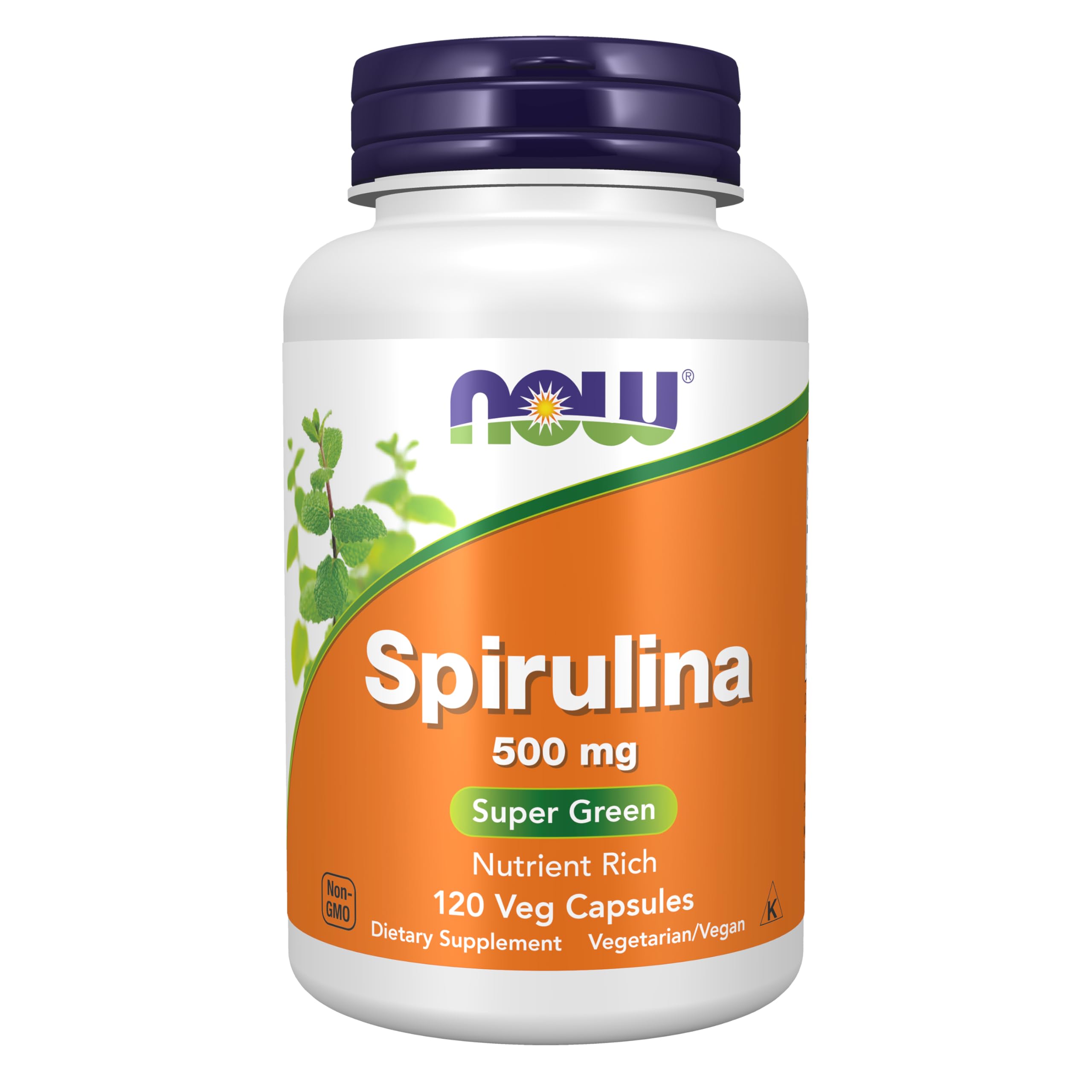 NOW Supplements, Spirulina 500 mg Super Green, 120 Veg Caps