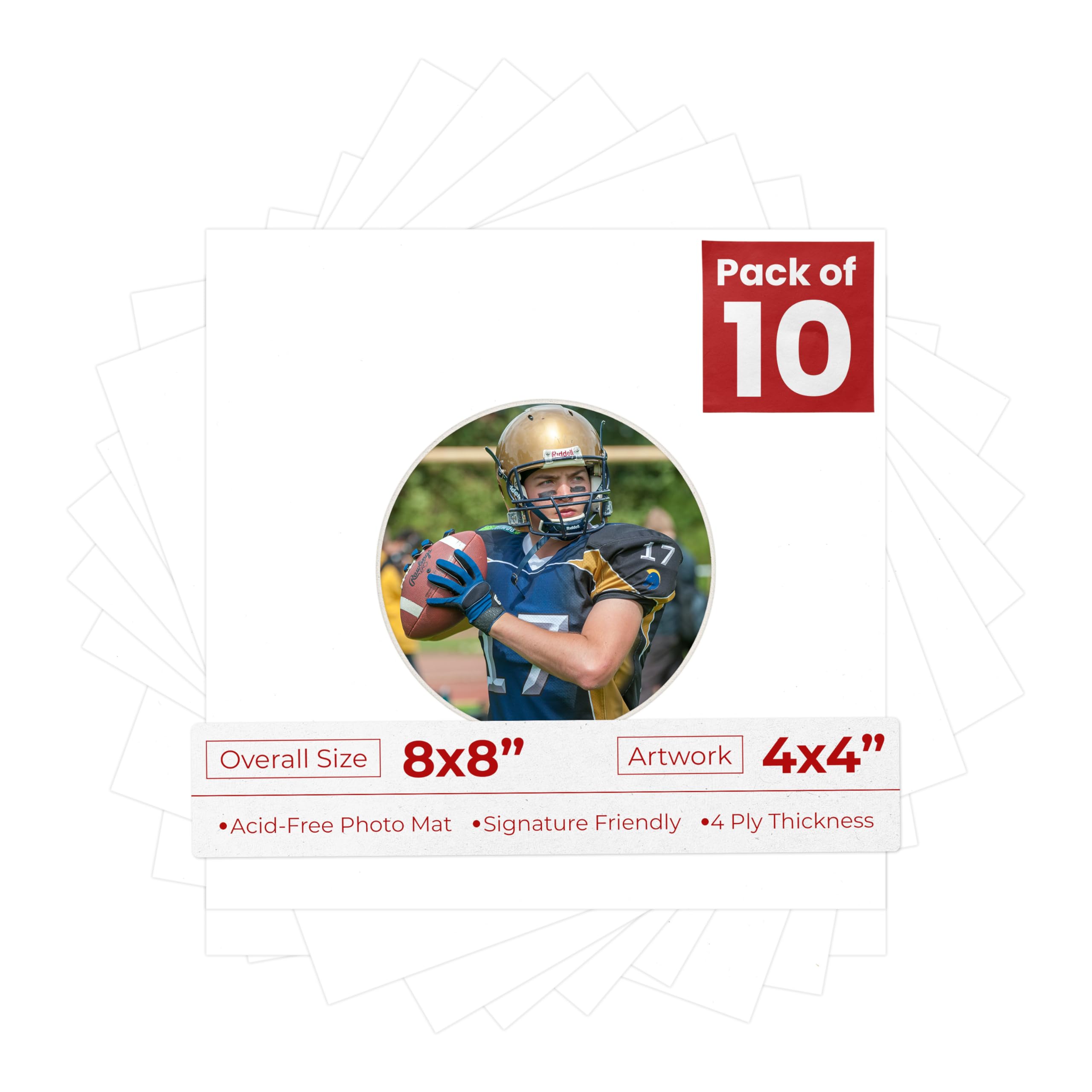 Poster Palooza 8x8 Mat Bevel Cut for 4x4 Photos - Precut White Circle Shaped Photo Mat Board Opening - Acid Free Matte to Protect Your Pictures - Bevel Cut for Family Photos, Pack of 10 Matboards-image-11