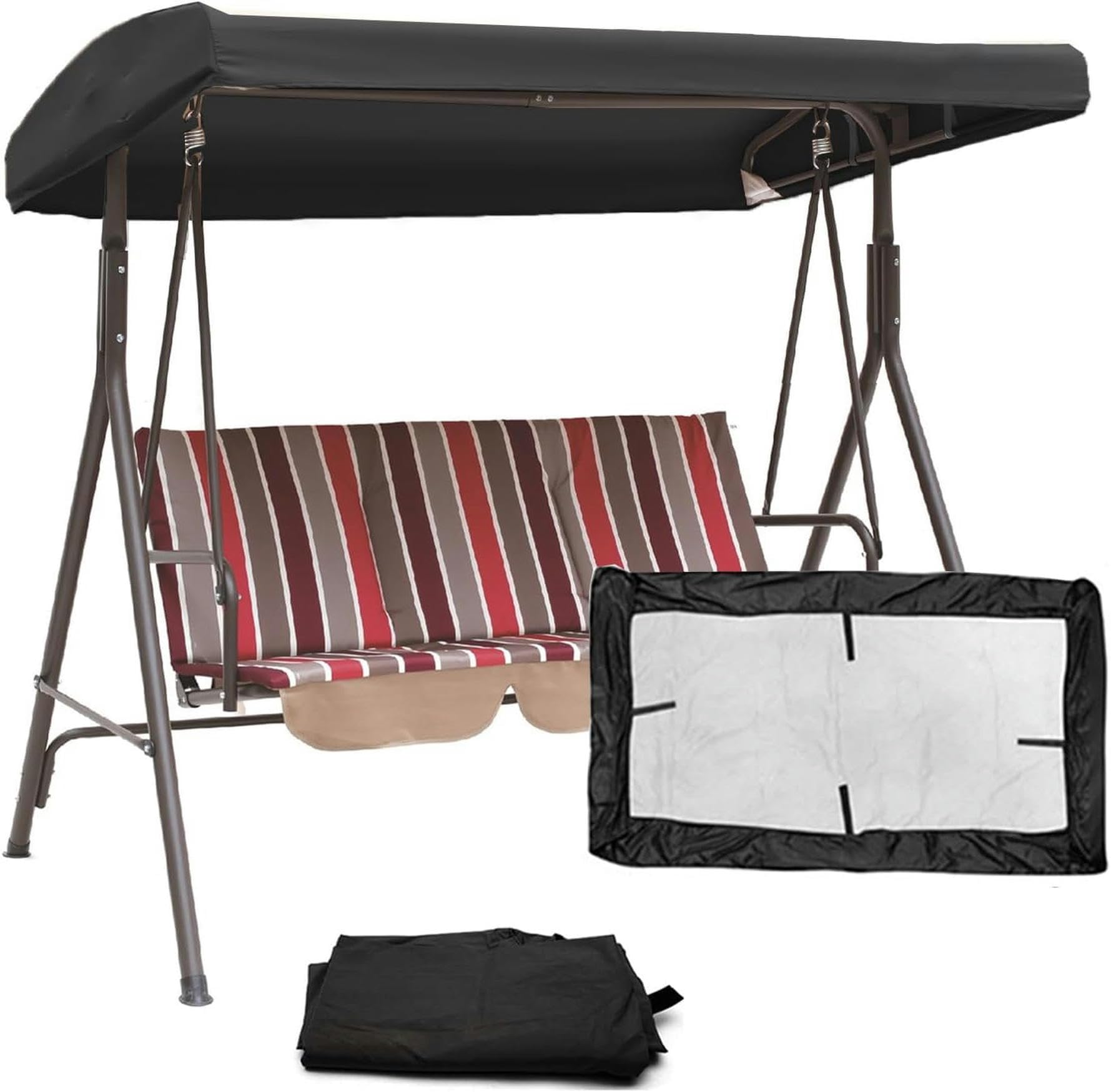 Toit Balancelle 3 Places Premium en Tissu Oxford Imperméable et Anti-UV