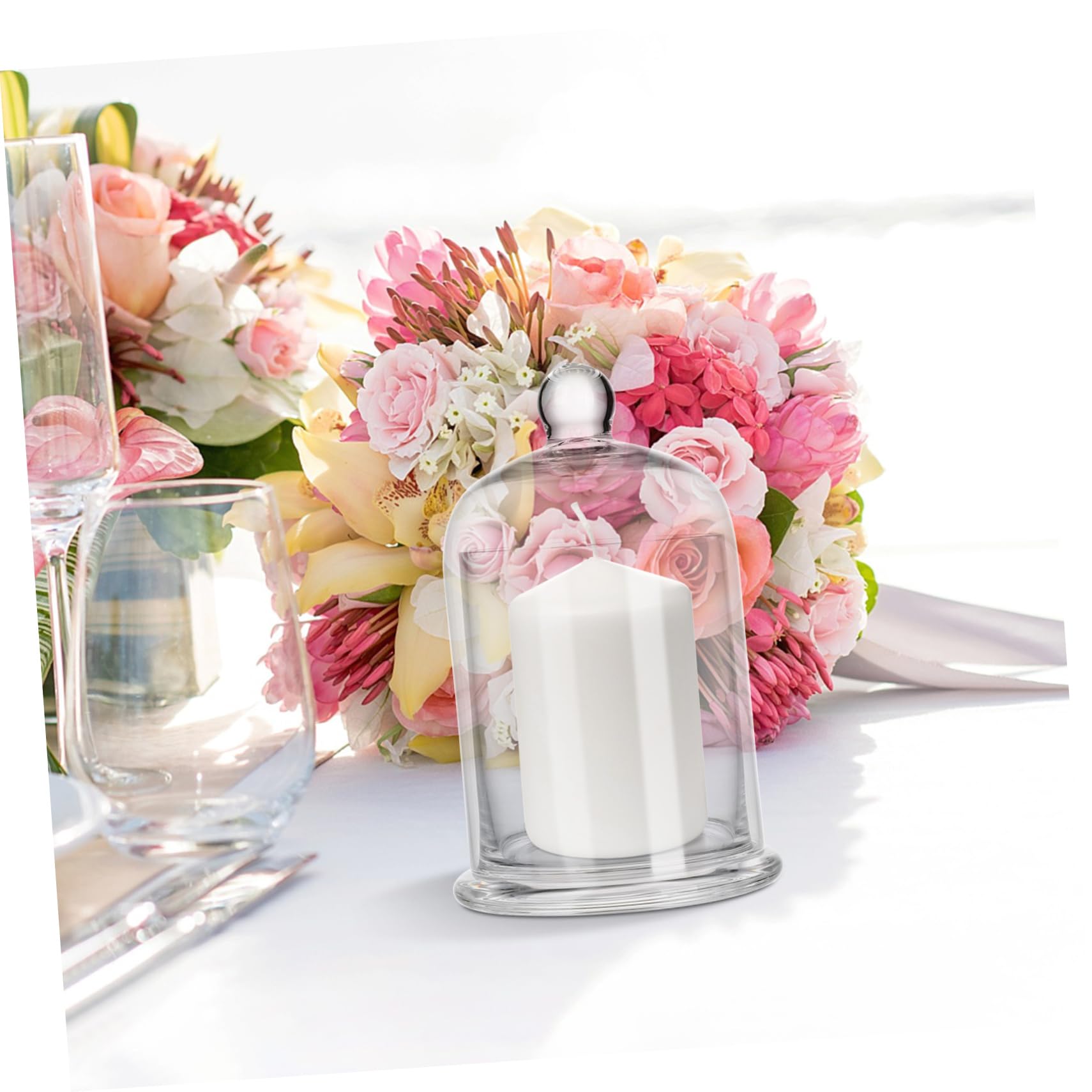 Candelabro de Vidrio Decorativo en Forma de Campana, 2 Juegos | Acabado Simple y Romántico, para Fiestas y Regalos de Cumpleaños, Crea Ambiente Relajante y Luminoso