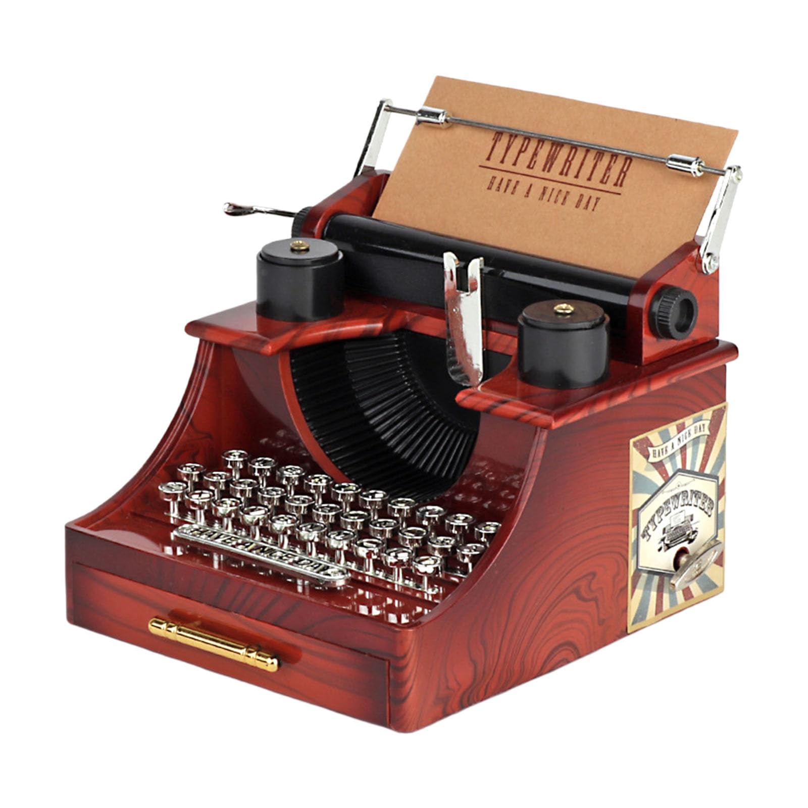 Linvimia Classical Typewriter Shape Music Box Wind Up Ornament Plays Clear Melodies for Decorative and Gift Giving Nostalgic Typewriter Music Box
