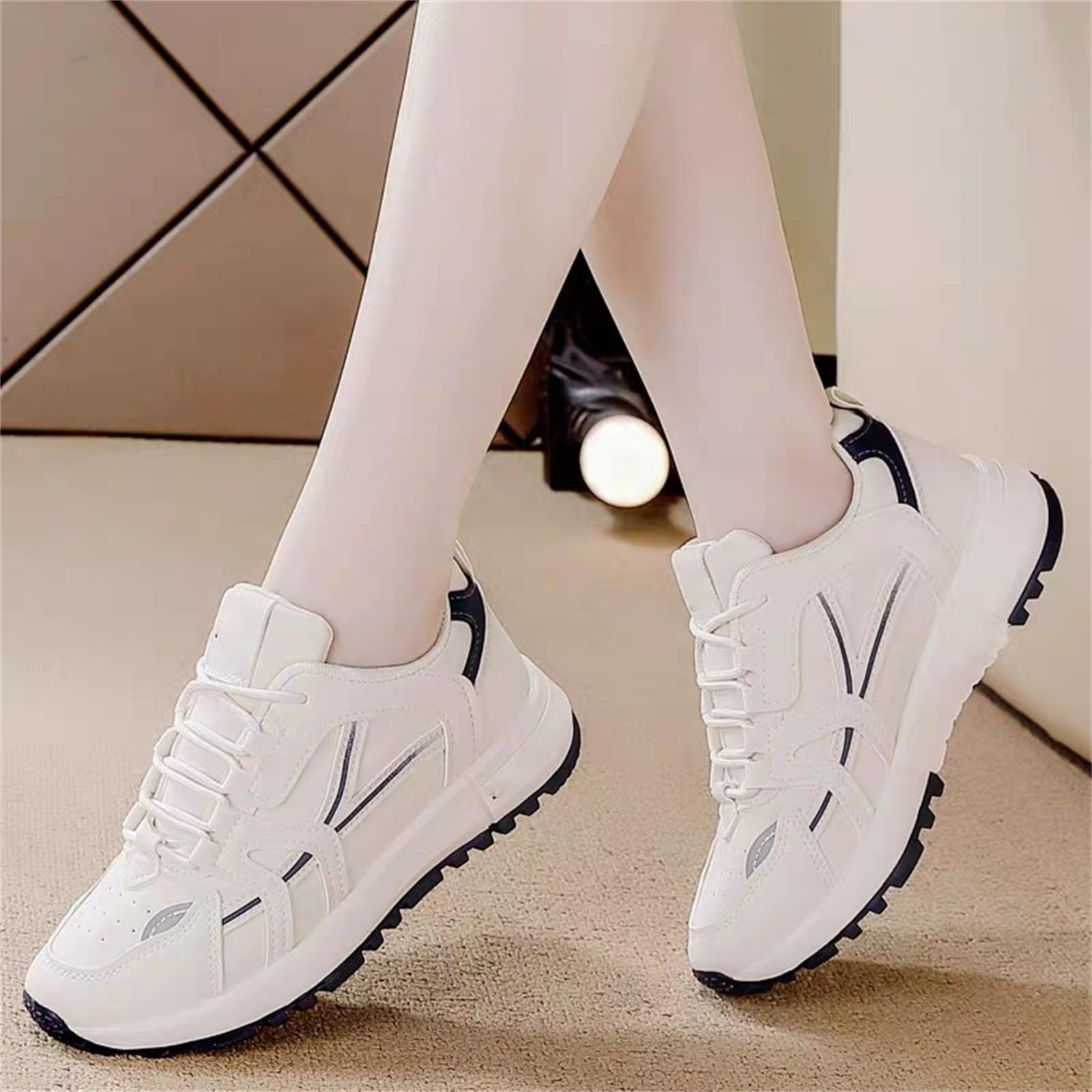 Generisch Scarpe da ginnastica da donna, classiche, con plateau, basse, suola morbida, suola piatta, comode e antiscivolo, per il fitness, scarpe da passeggio, leggere con lacci