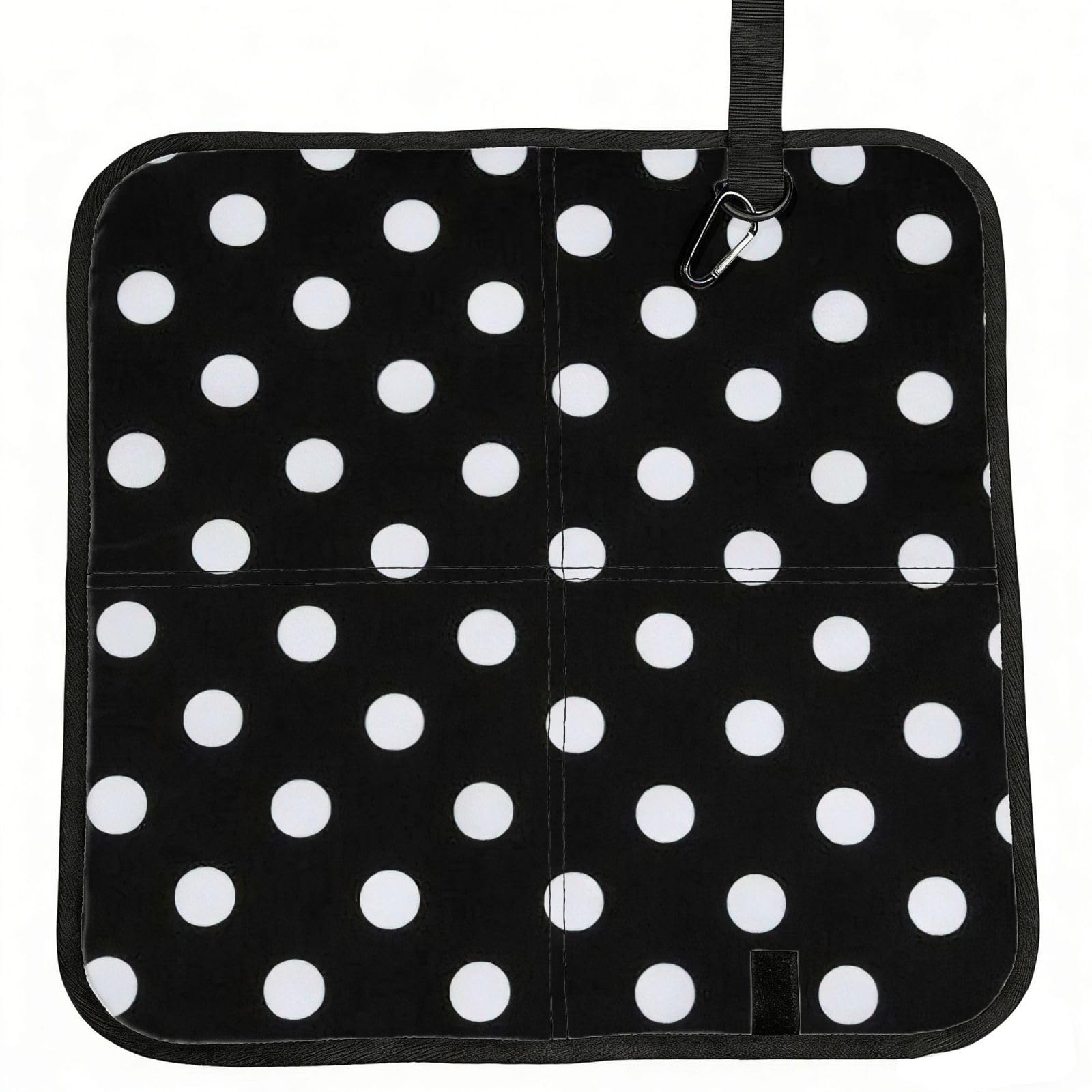 PPHGUT Black & White Big Dot Print Foldable Seat Cushion Waterproof Portable Chair Pad Travel Outdoor Picnic Camping