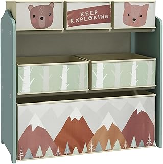 Qaba Toy Organizer with 6 Storage Bins, Kids Storage Unit for Bedroom, Kids Room, 25