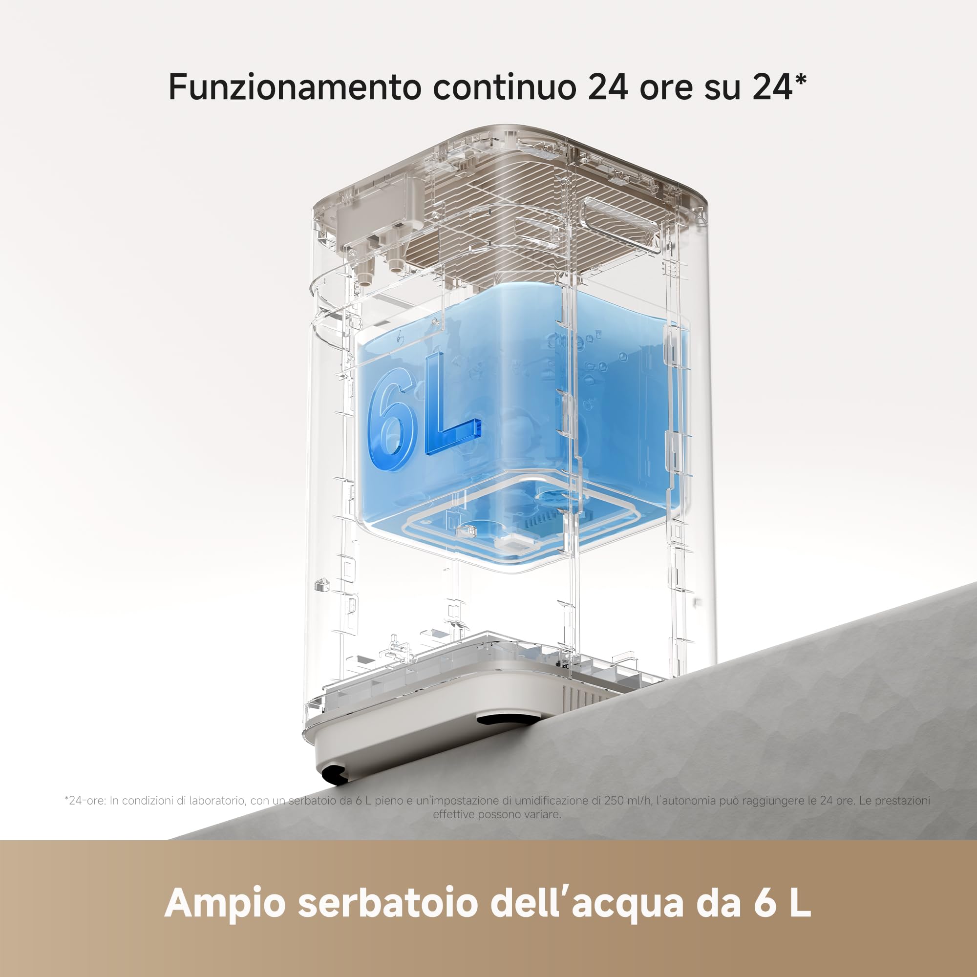 DREAME H40 Umidificatore, Tecnologia Evaporativa senza Nebulizzazione | Umidificazione Rapida 800 mL/h, Serbatoio Acqua 6 L, Purificazione in 4 Fasi, Display Digitale, Telecomando