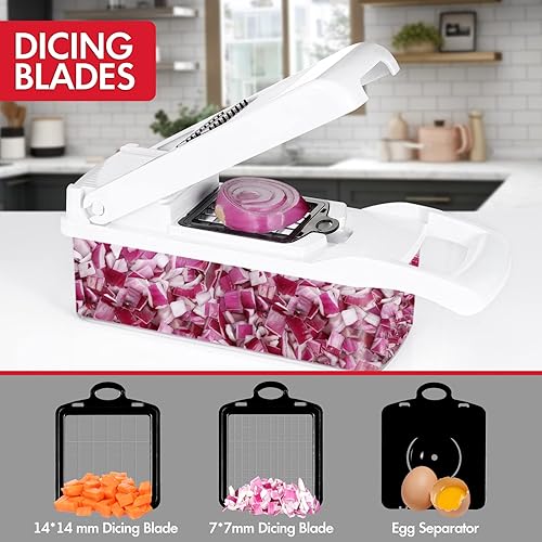 Miniatura 6 de Ourokhome Rallador rotativo de queso con 3 cuchillas de tambor de acero inoxidable y 12 en 1 rebanador de mandolina profesional para cocina con