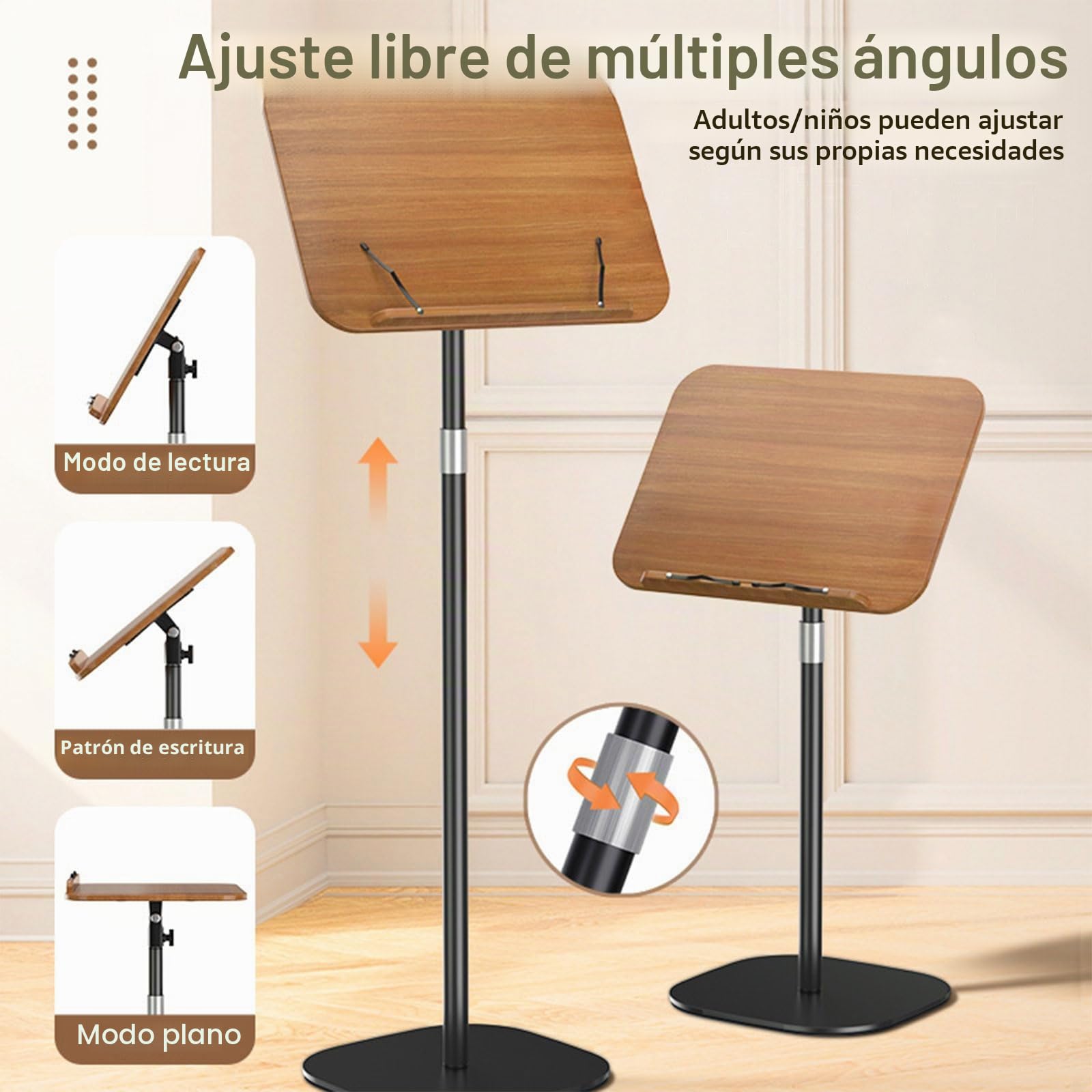 Escritorio de pie ajustable en altura 46 – 120 cm, soporte para portátil con ángulo ajustable, mesa auxiliar ajustable, escritorio móvil para estudios, soporte de podio portátil para escuela, oficina,