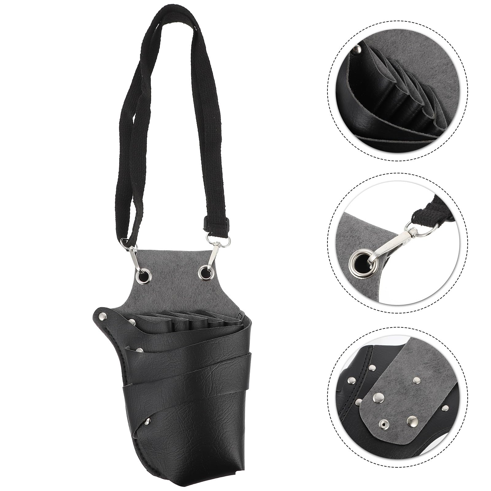 Marsupio Porta Forbici Parrucchiere Professionale in Pelle Pu Nero, Leggero e Portatile, per Saloni di Bellezza