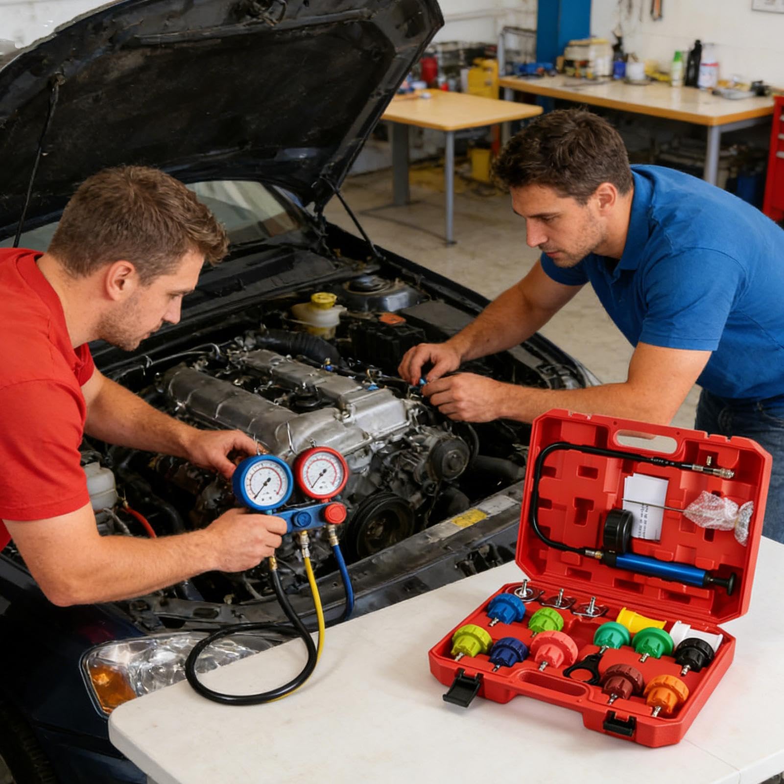 Kit testeur pression liquide refroidissement Outils automobiles de recharge | Testeur de Fuite Pression Liquide de Refroidissement Automobile Pour Camion, Camping-car, SUV, Entretien, Dé