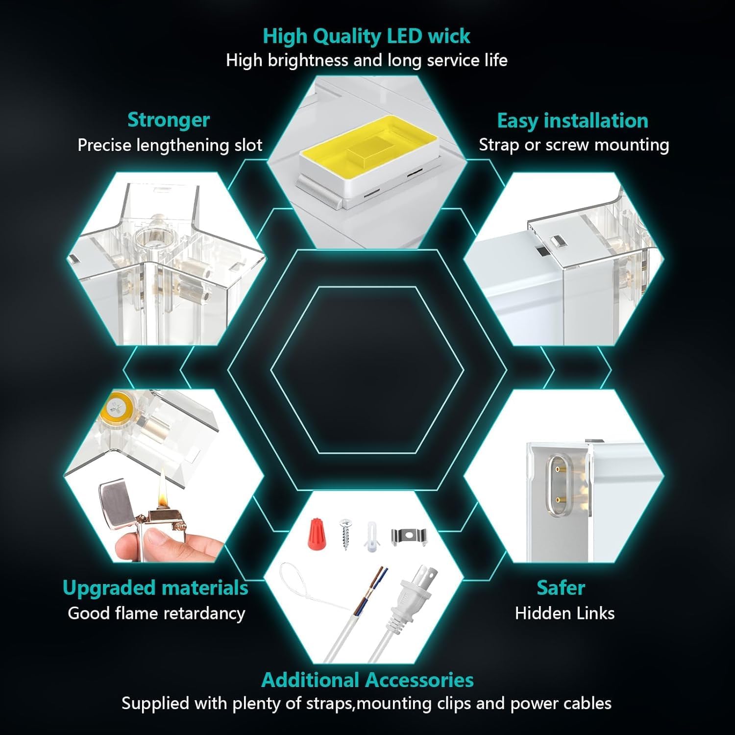 Hexagon Garage Lights, 42W 6500K Hexagon Lights Easy Install Super Bright Garage Lighting Ceiling LED for Garages Workshop Warehouse Basement Gym (1 HEX)