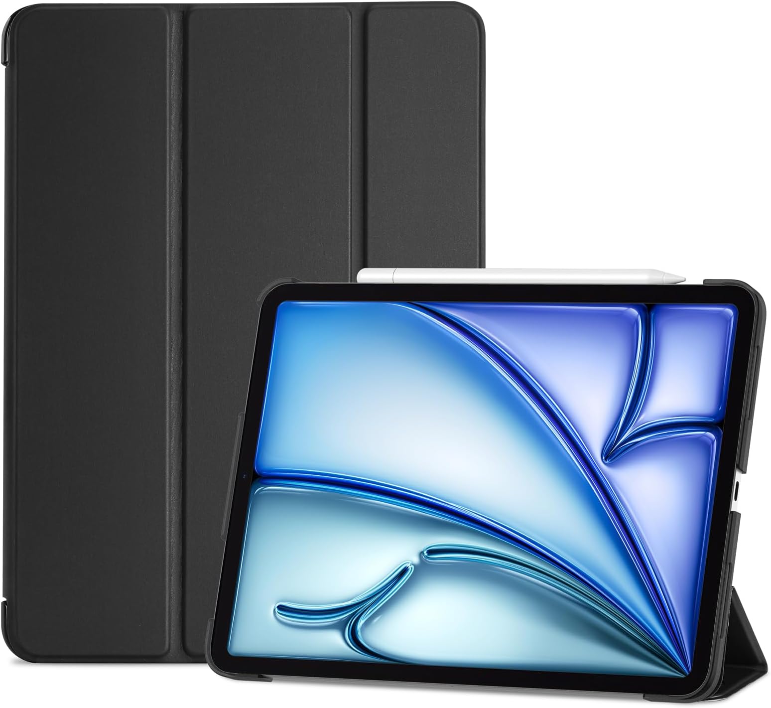 ProCase Smart Case for iPad Air 11-inch M4 (2026, 8th Gen) / M3 (2025) / M2 (2024) & 10.9 Inch iPad Air 5th (2022) & 4th (2020) – Protective Hard Back Cover with Auto Sleep/Wake - Black