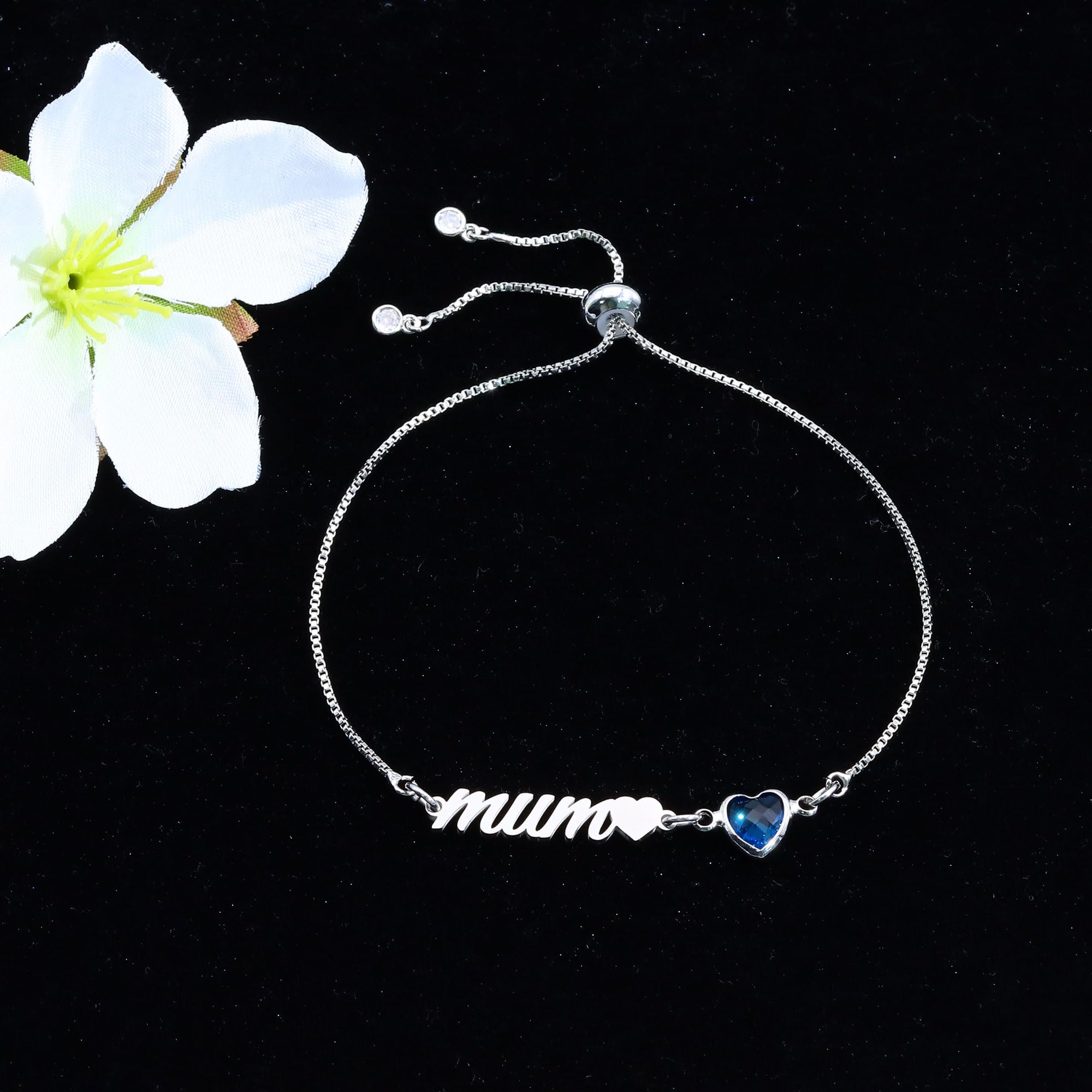 Silver Bracelet for Women.Adjustable Sliding Jewellery Gift for Mum Auntie Daughter Sisters Wife — view 4