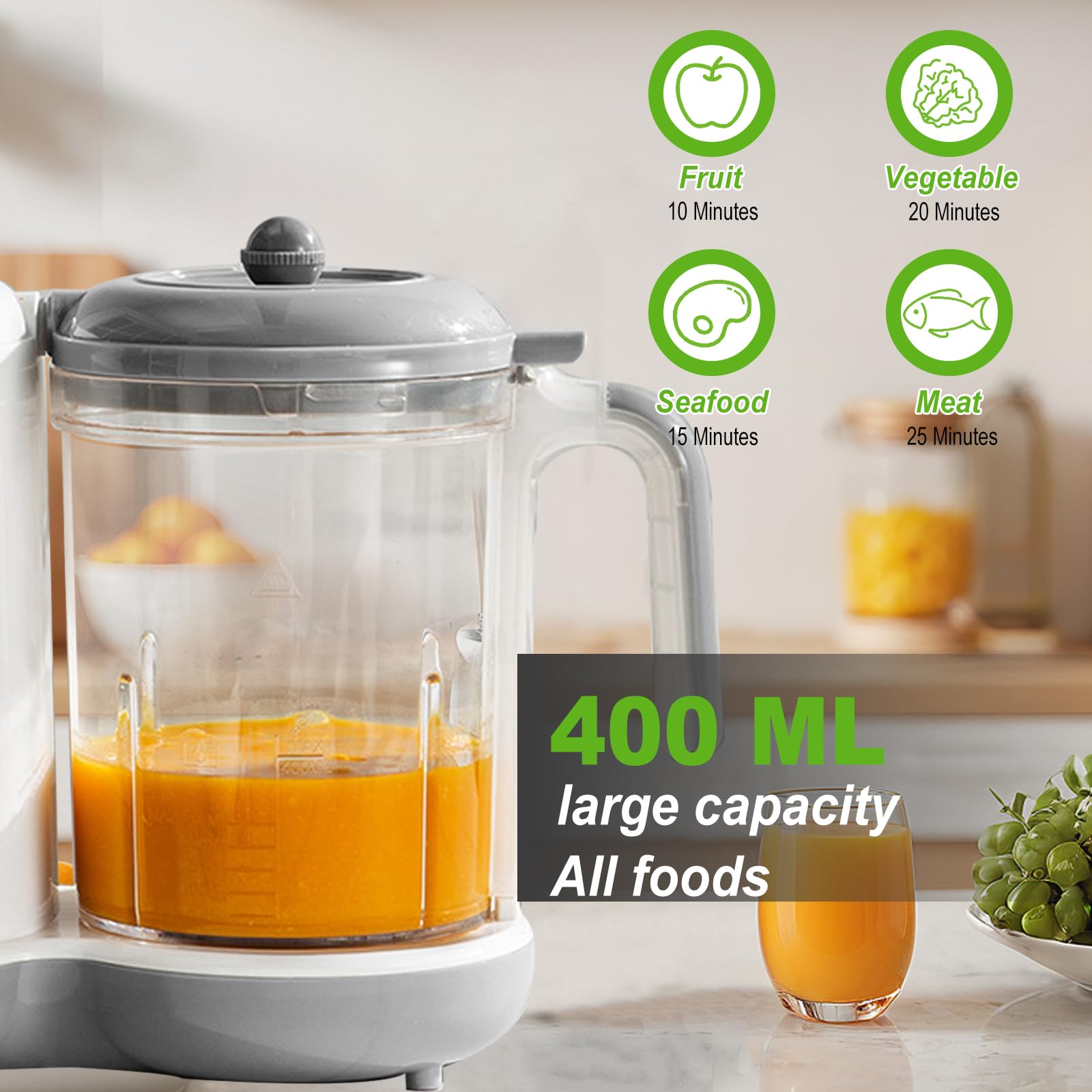 Préparateur D'aliments Pour Bébé, Robot Cuiseur Mixeur Pour Bébés Avec Cuisson à La Vapeur, Mélange Et Chauffage, Cuiseur Mixeur Multifonctions Avec 4 Préréglages De Cuisson