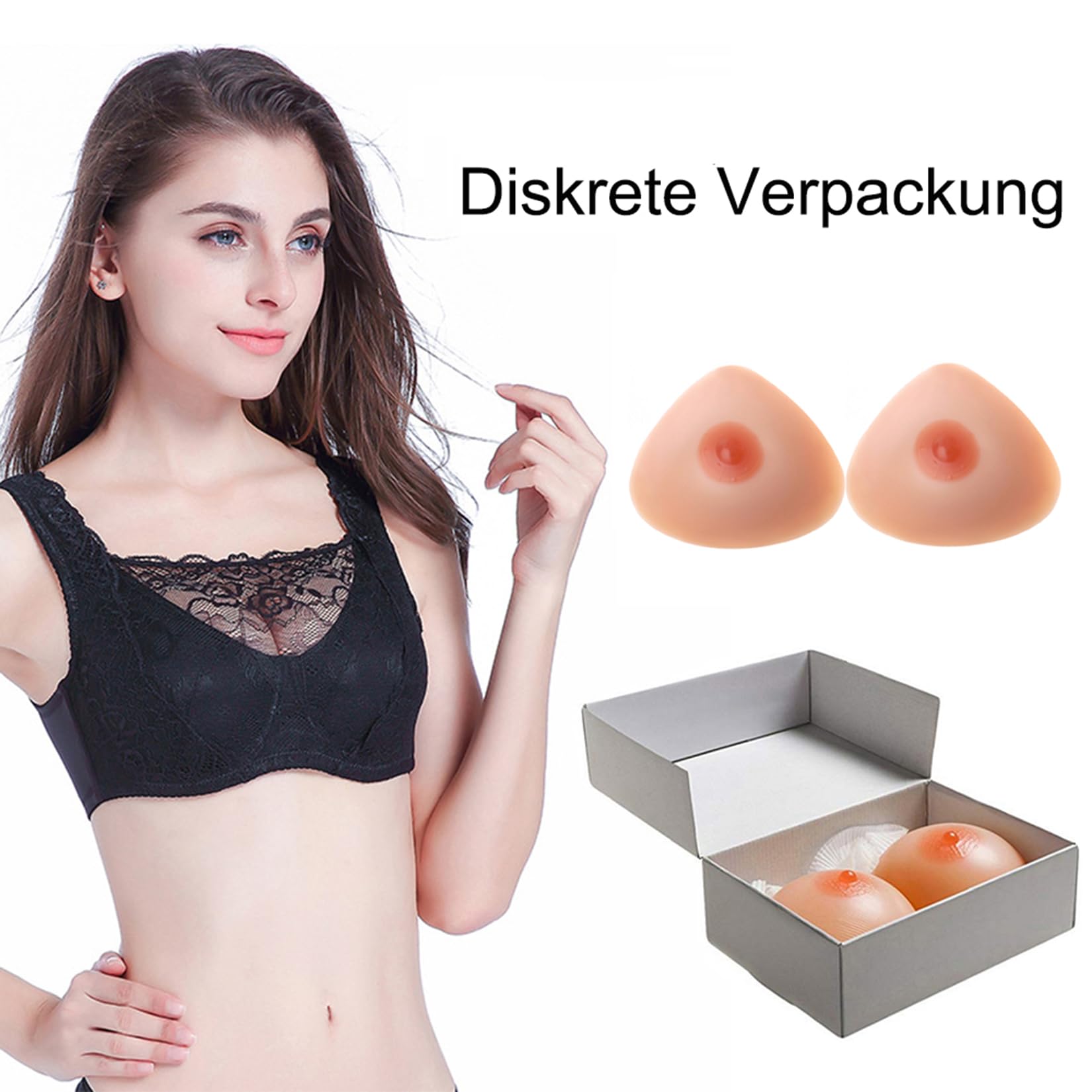 Silikon Brustformen Falsche Brüste Dreieck Brustprothesen Crossdresser Cosplay Transgender Mastektomie Gefälschte Brüste, D Cup 1000g/Paar