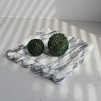 Vista 10 de Bandeja de mármol natural de lujo con borde festoneado, bandeja decorativa cuadrada hecha a mano, bandeja para atrapar todas las bandejas