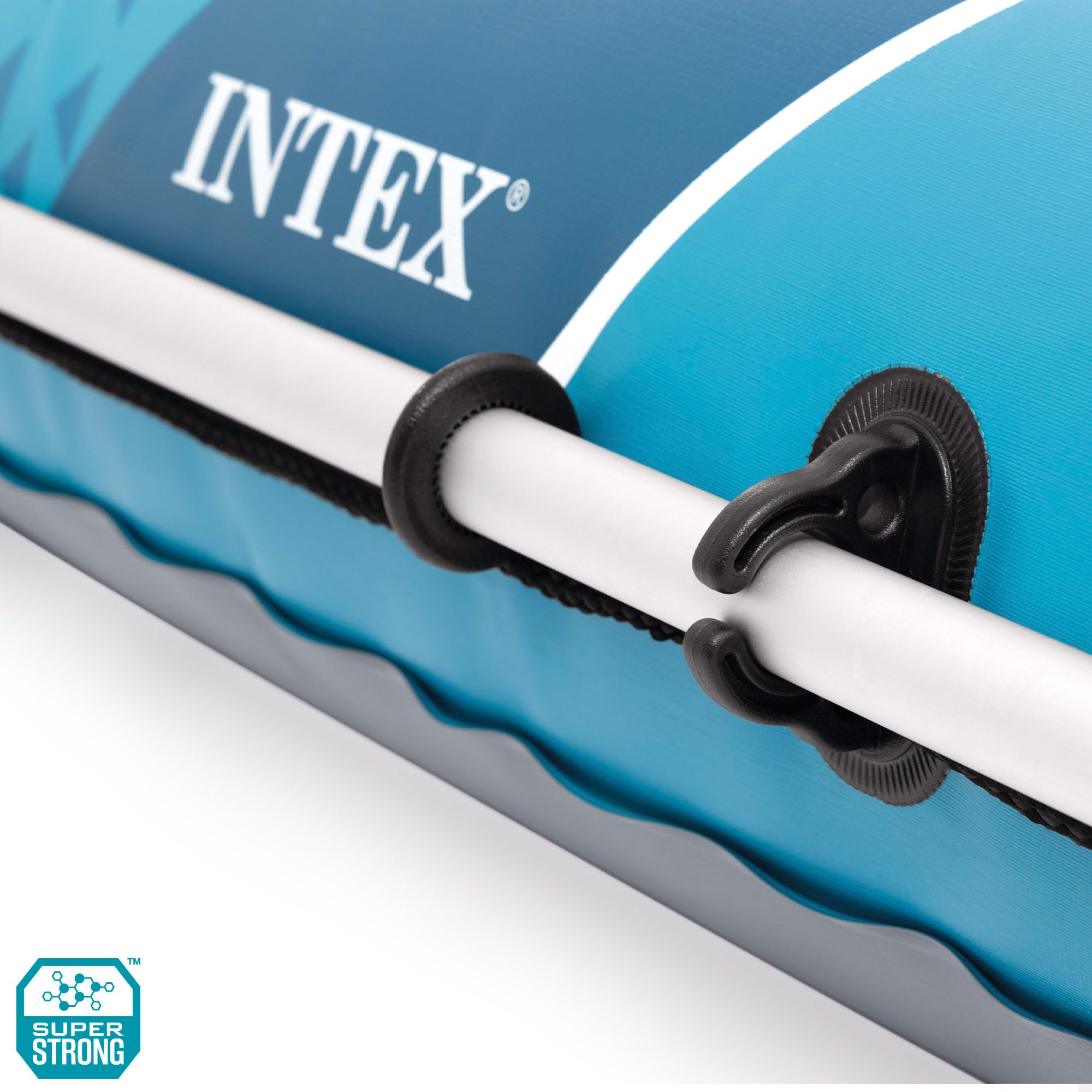 Intex Barca Hinchable, Excursion 4, 315x165x43 cm, Máx. 500 kg, para 4 Personas, Incluye remos y Asientos, Bomba de inflado, Parche reparación, 3 cámaras de Aire, Pesca o recreo