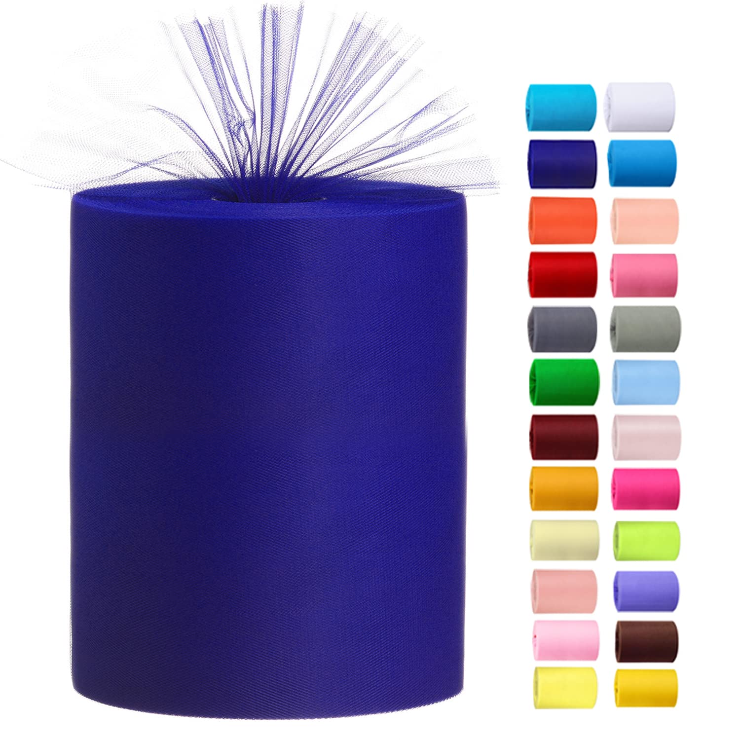 Tulle Rolls 6” by 100 Yards (300 feet) Tulle Roll Spool Fabric for DIY Tutu Skirts Wedding Baby Shower Crafts Decorations Party Supplies (White) — view 13