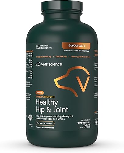 VETRISCIENCE Glycoflex Clinically Proven Hip and Joint Supplement with Glucosamine for Dogs - Vet Recommended Mobility Support Supplement with DMG