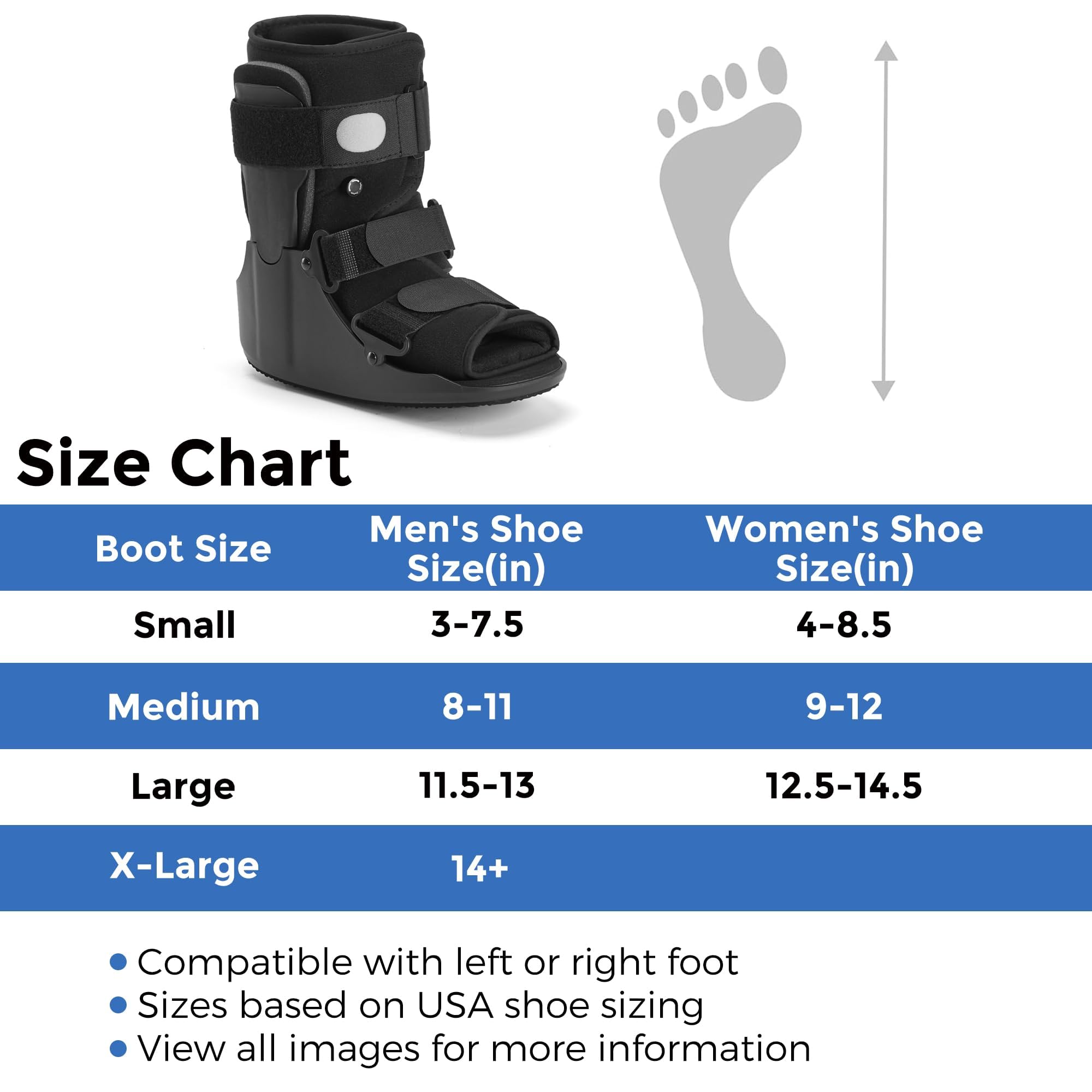 Air Walking Boot – Kurze CAM Walker Orthese | Medizinische Fußstütze, Für Frakturen, Verstauchungen & Gelenkverletzungen, Für linken oder rechten Fuß geeignet