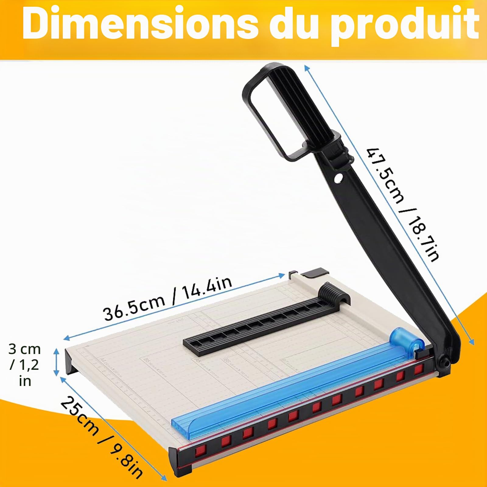A4 Massicot, Coupe Papier avec Base en Métal, Protection de Sécurité et Ajusteur de Papier Magnétique, B5 A5 B6 B7 Guillotine pour Home, Capacité 15 feuilles, Parfait pour Photo, Papier (Blanc)
