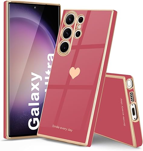 Miniatura 6 de Teageo Funda para Samsung Galaxy S23 Ultra 5G para mujeres y niñas, lindo corazón de amor, cubierta trasera suave de lujo, protección completa de la