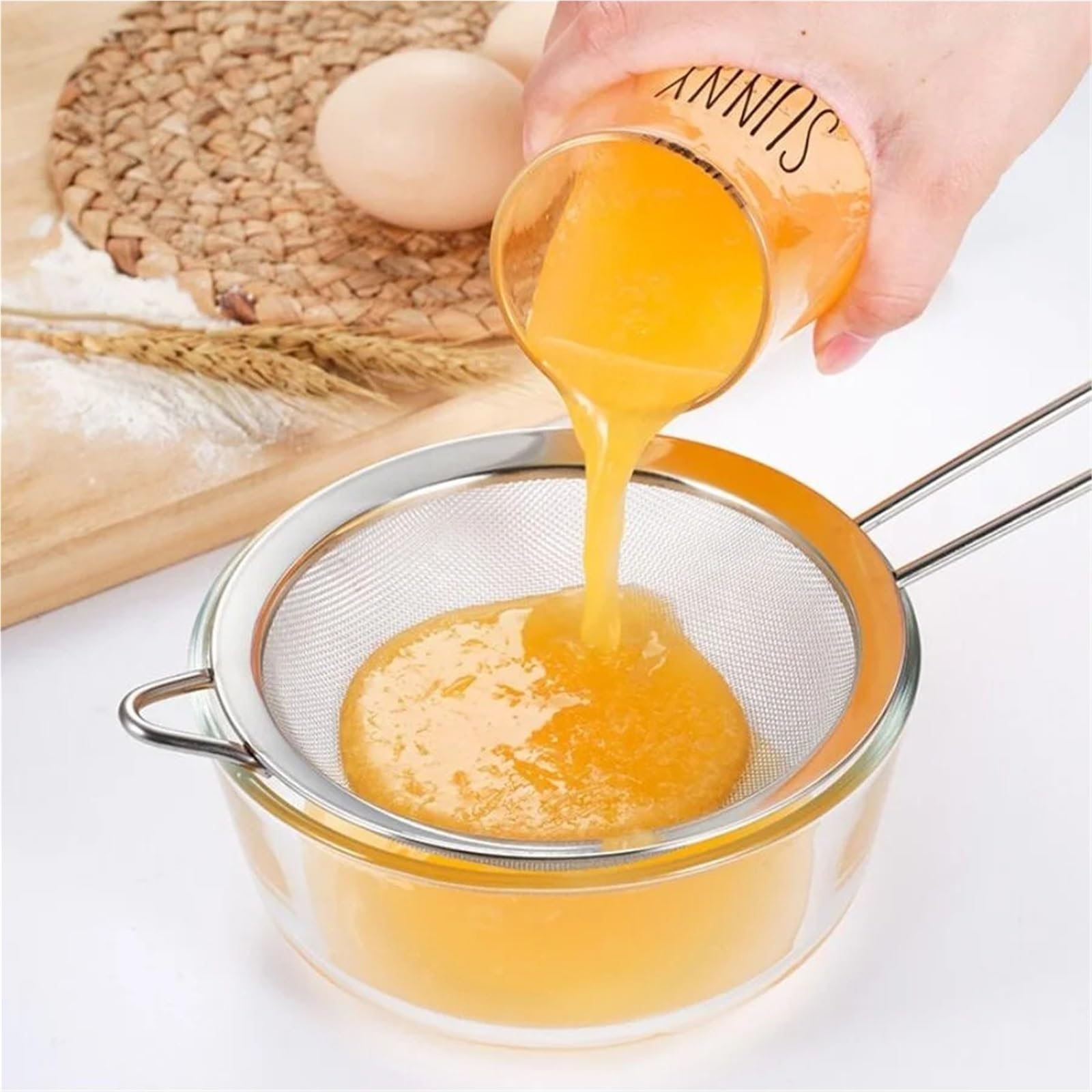 Mehlsieb 1 stück Edelstahl Sieb Küche Bäckerei Gold Mit Haken Öl Scoop Sojamilch Saft Reis Milch Filter Mehl Bildschirm(XXL)