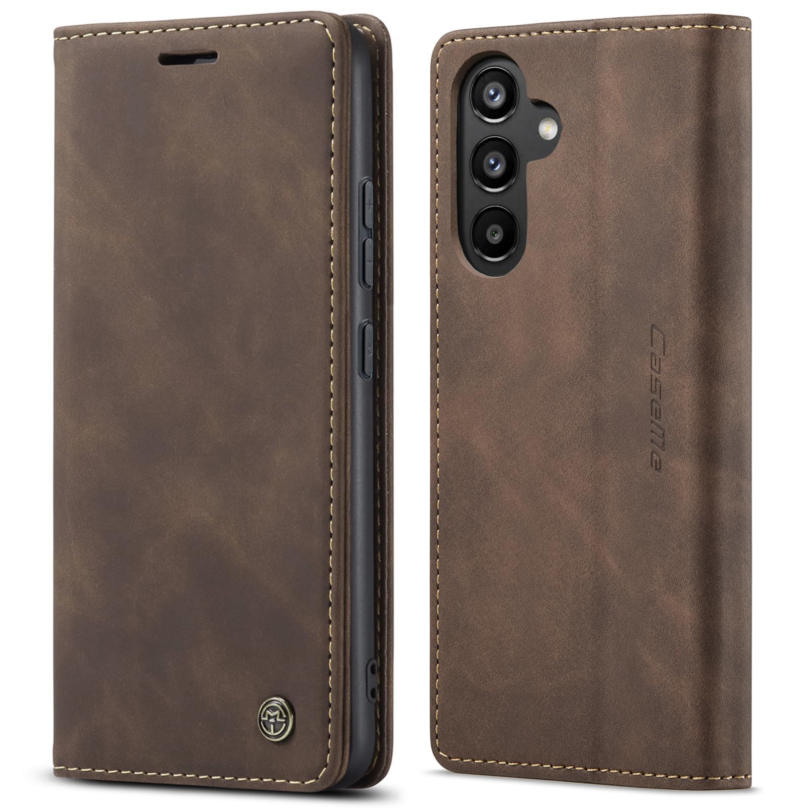 for Samsung Galaxy A34 5G Case, Flip Wallet Leather Case with Card Holder Magnetic Closure Shockproof Kickstand Protective Phone Cases Cover for Galaxy A34 6.6 Inch,Coffee — view 9