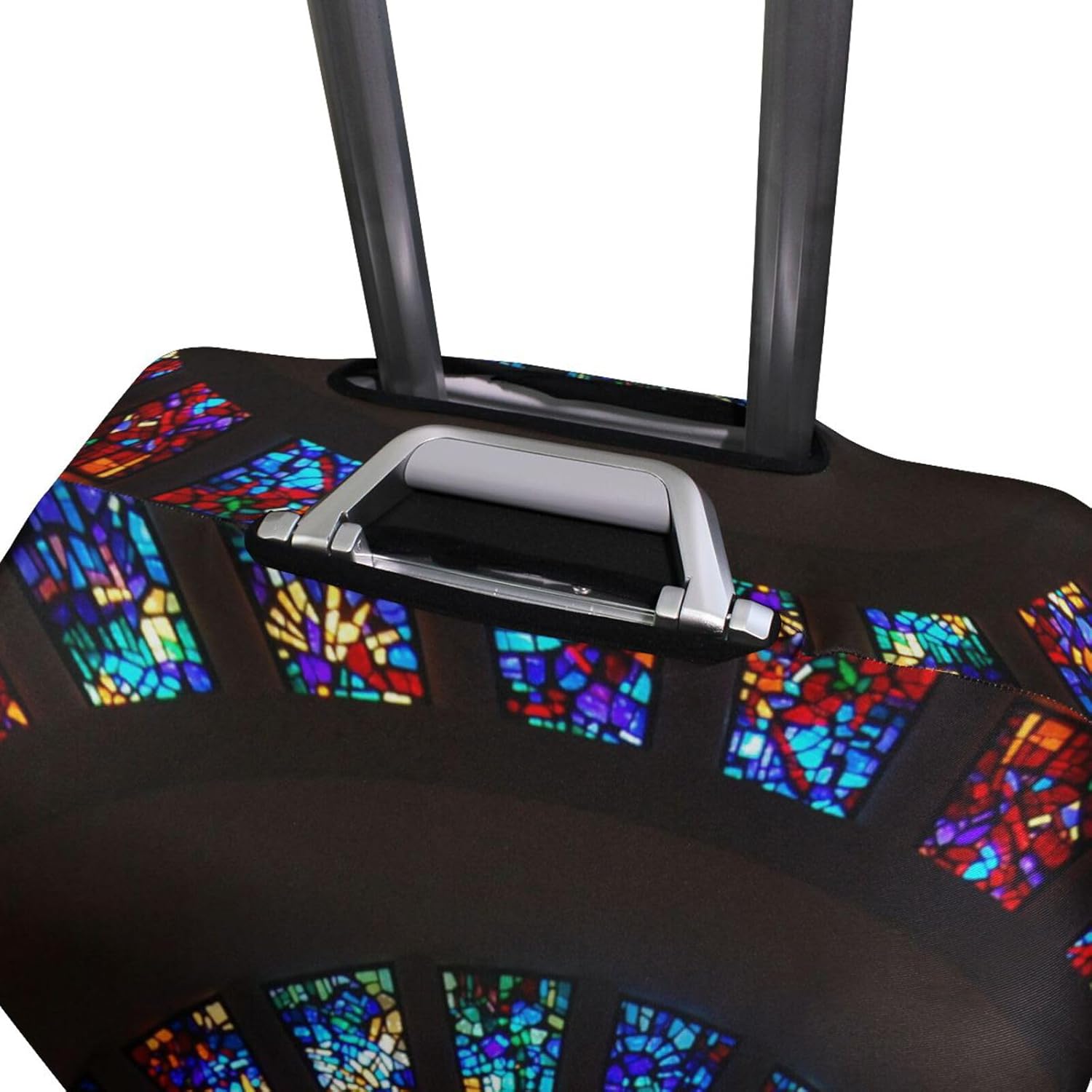 Suitcase Cover Elastic Washable Luggage Cover Protector for Travel Teen Boys Girls Women Men Fit 26-28 Inch Luggage Stained Glass