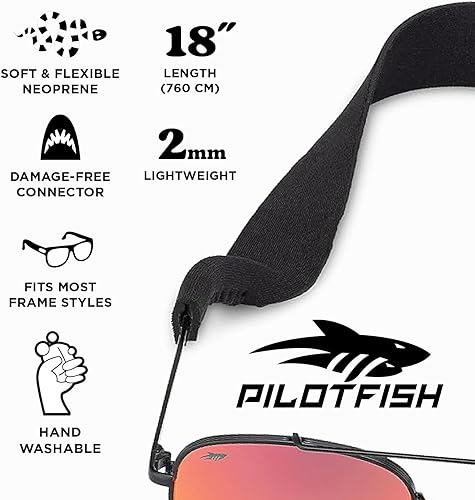 Miniatura 3 de Pilotfish Sujetador de neopreno para anteojos de sol, correa para lentes - Premium, ligero, tamaño perfecto para hombres y mujeres