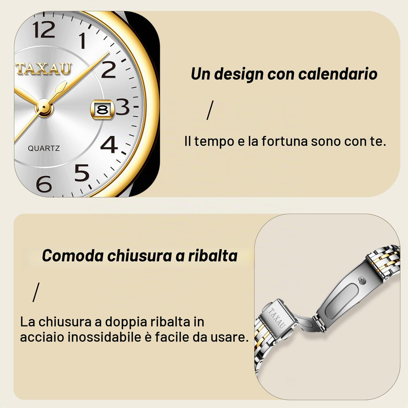 Taxau Orologi per le donne numeri arabi piccolo quadrante facile lettura orologi da donna stile semplice data orologi impermeabili in acciaio inossidabile per le donne Reloj para Mujer