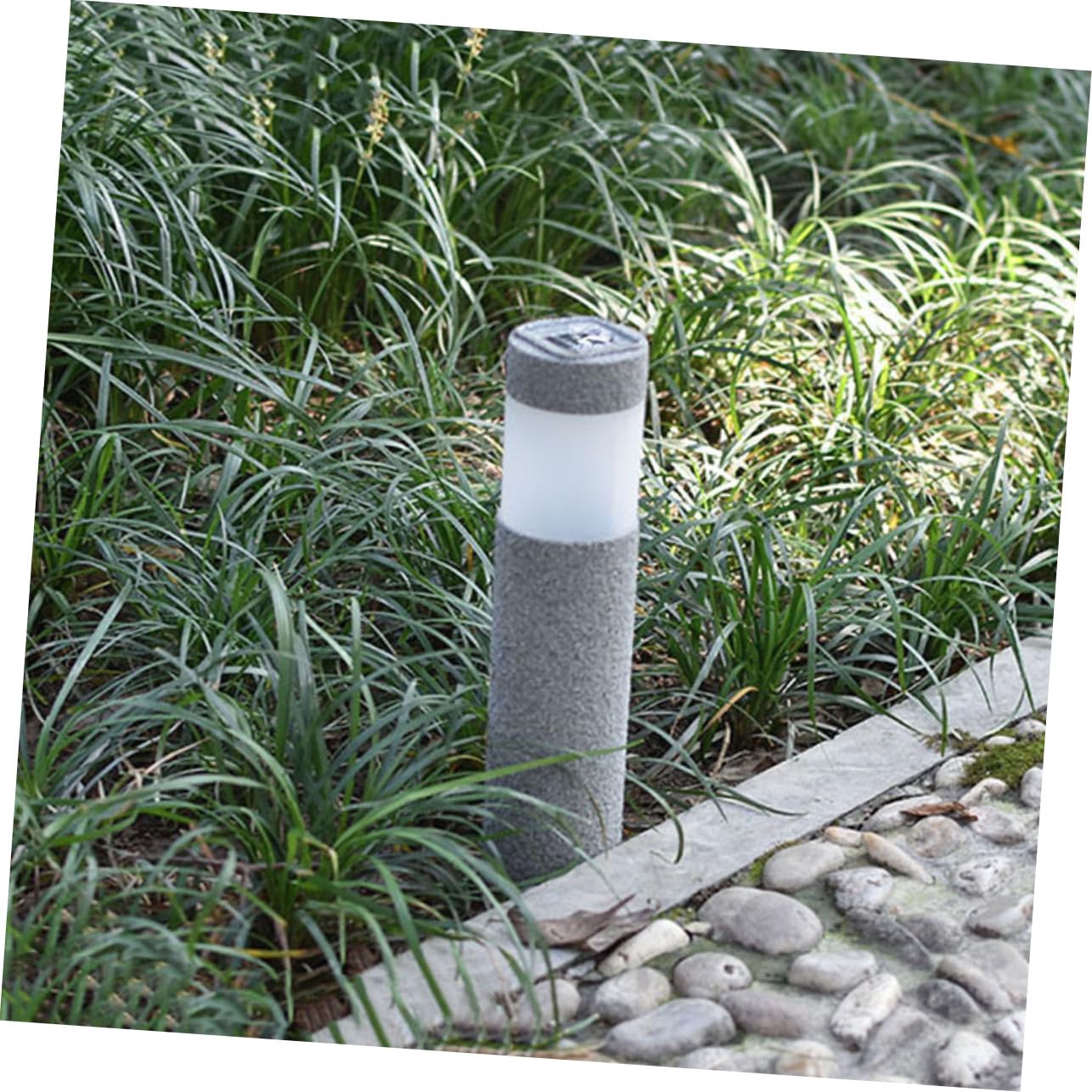 IWOWHERO Solar Lawn Lamp Cylindrical Ground Plug Light for Outdoor Use and Durable Lighting Tool for Gardens Lawns Walkways and Parks Dark Grey