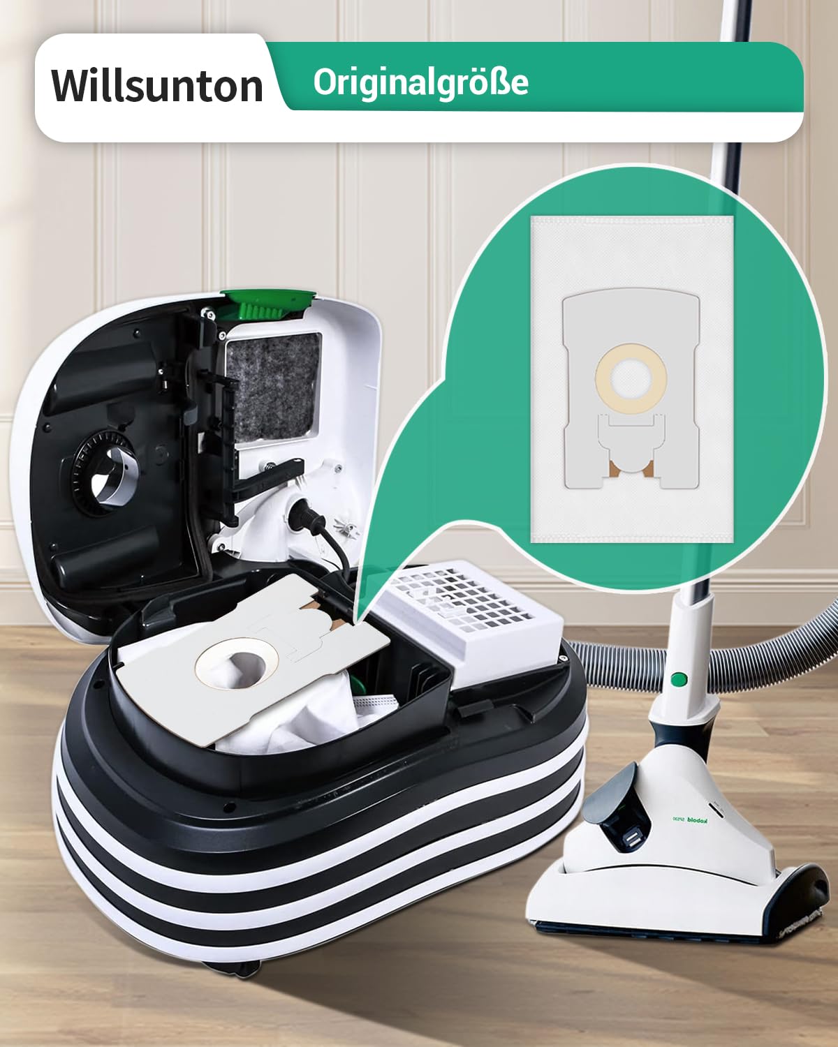 Jollsung Staubsaugerbeutel Kompatibel Mit Vorwerk Kobold Tiger 260, VT265, VT270, VT300 – 8 Beutel + 2 Motorschutzfilter
