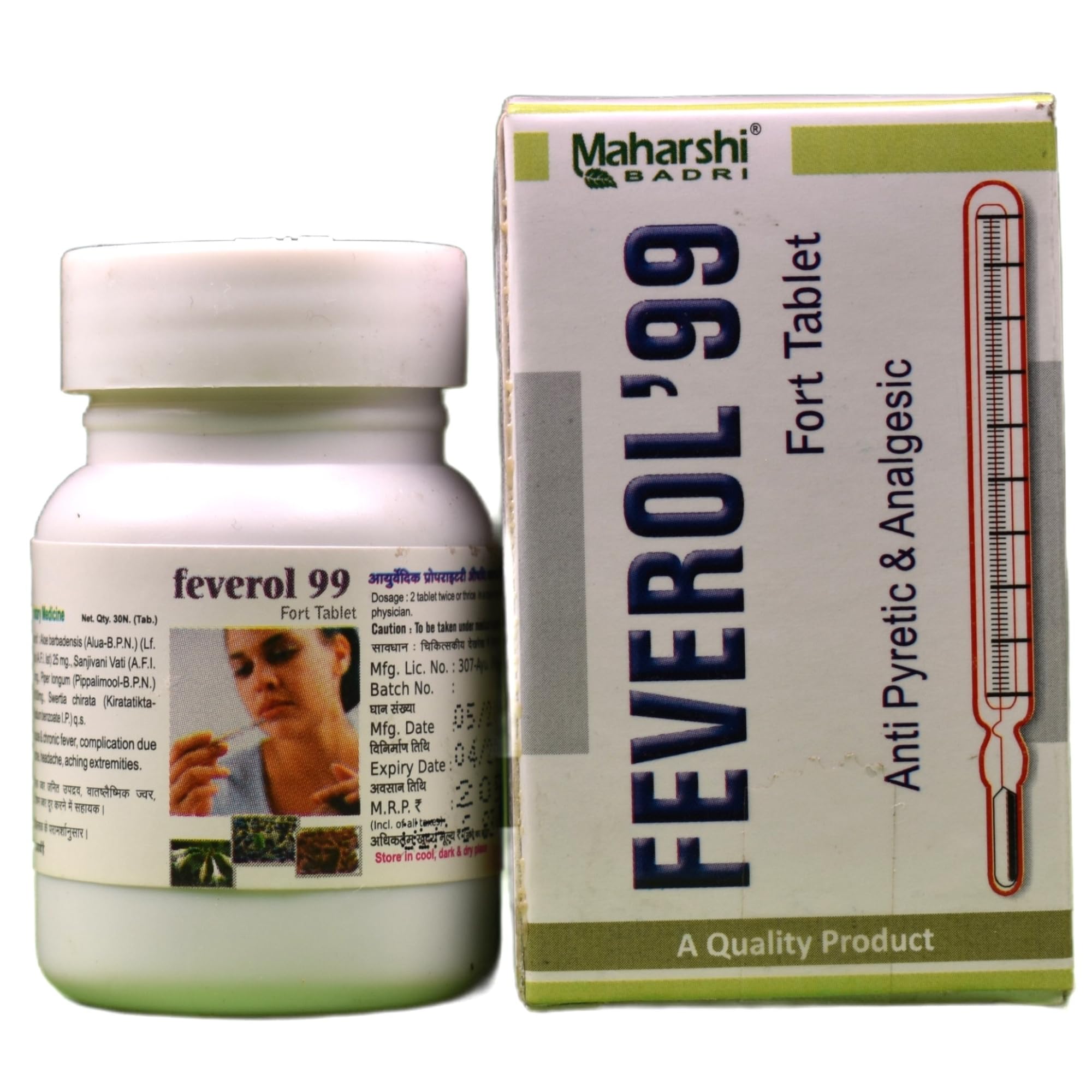 Maharshi Badri Feverol-99 Forte Advanced Relief for Fever & Body Pain – 30 tablets