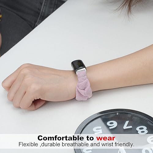 Miniatura 3 de Bandas elásticas compatibles con Fitbit Inspire 3 bandas de tela suave y elástica con patrón de tela impresa, pulsera de repuesto para mujer