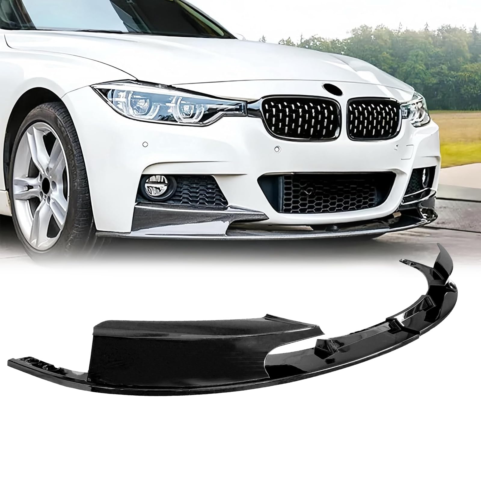 Front Bumper Lip for 2012-2018 BMW 3 Series F30 F31 M Sport 2PCS Glossy Black Front Lip Splitter