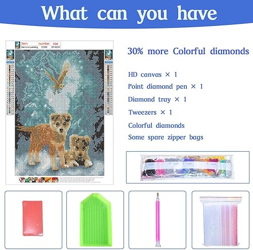 Miniatura 4 de Amissz Kits de arte de diamantes de taladro completo, kits de pintura de diamantes para perros para adultos, cuadrado, pintura de puntos de diamante