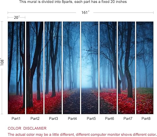 Miniatura 5 de Mural de pared de bosque brumoso para sala de estar, fondo de pantalla para dormitorio y TV (no se pega ni se pega)