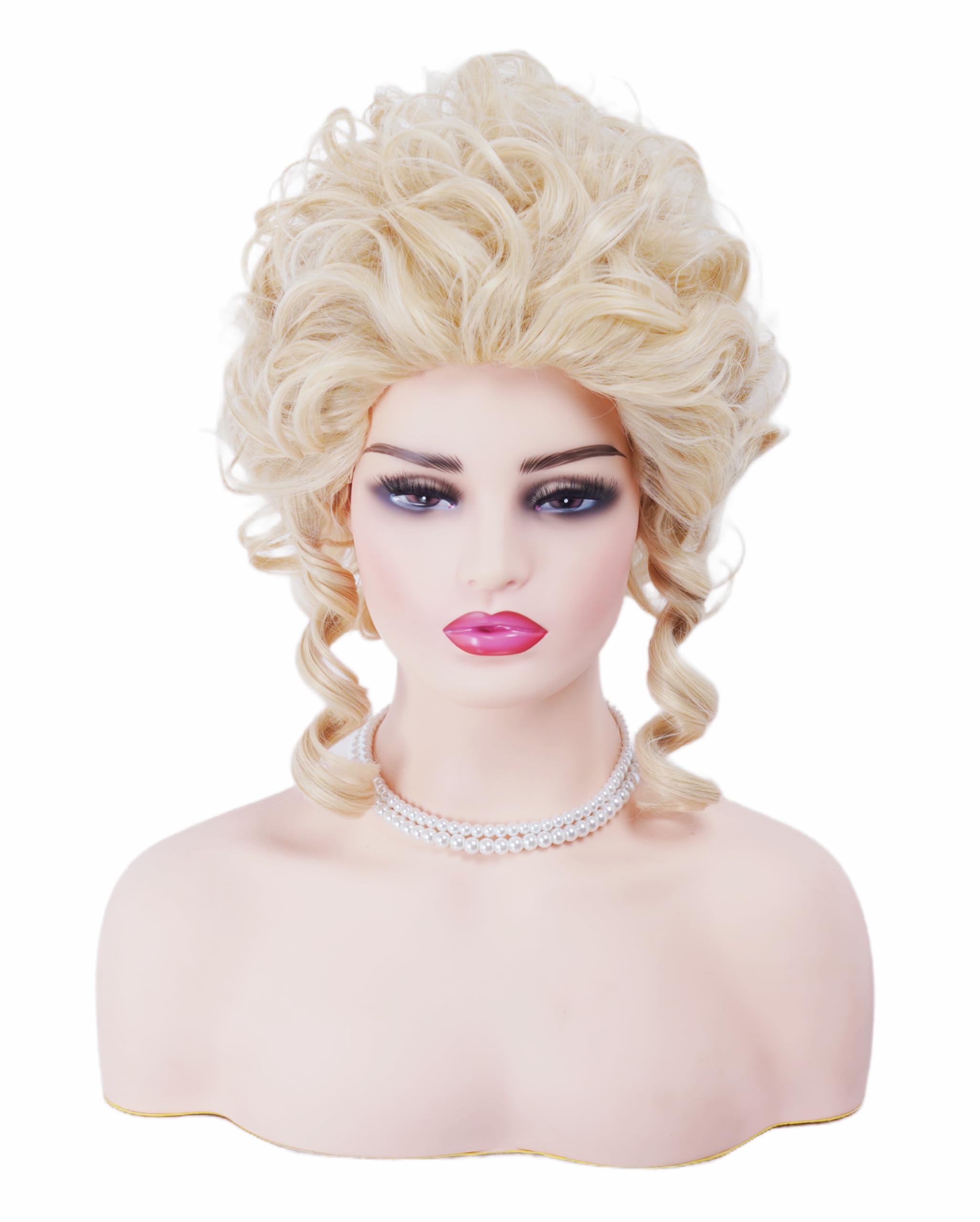 RugelyssShort Wavy Blonde Wig Big Bouffant Beehive Wigs for Women fits 70s 80s Costume or Halloween Party
